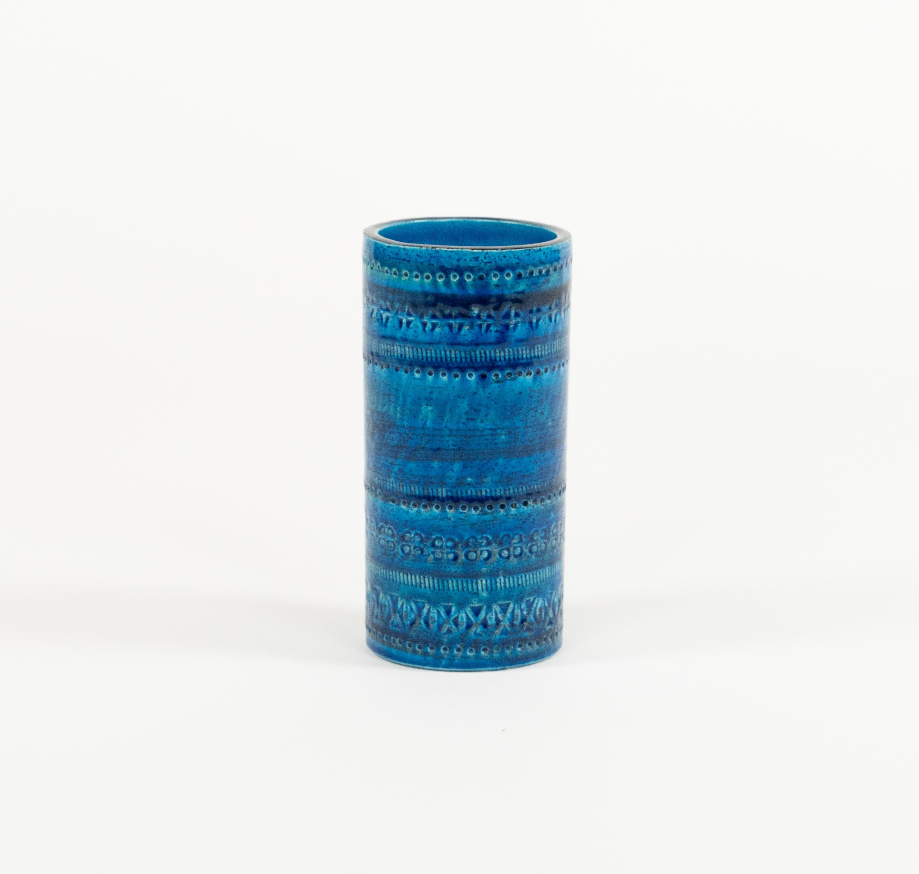 Decorative Vase Blue Ceramic by Aldo Londi for Bitossi, Italy 1970s In Good Condition For Sale In Rome, IT