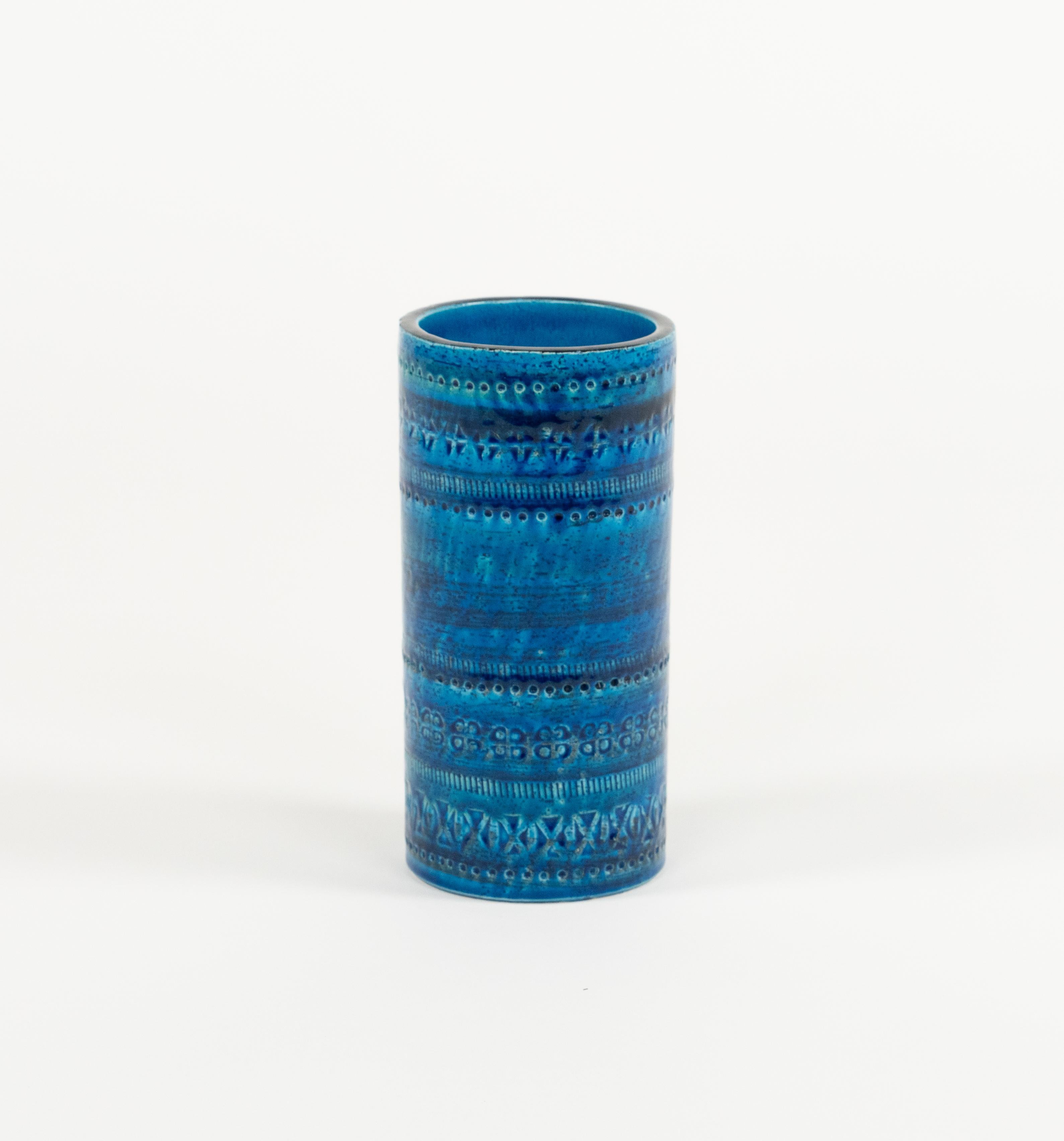 Late 20th Century Decorative Vase Blue Ceramic by Aldo Londi for Bitossi, Italy 1970s For Sale