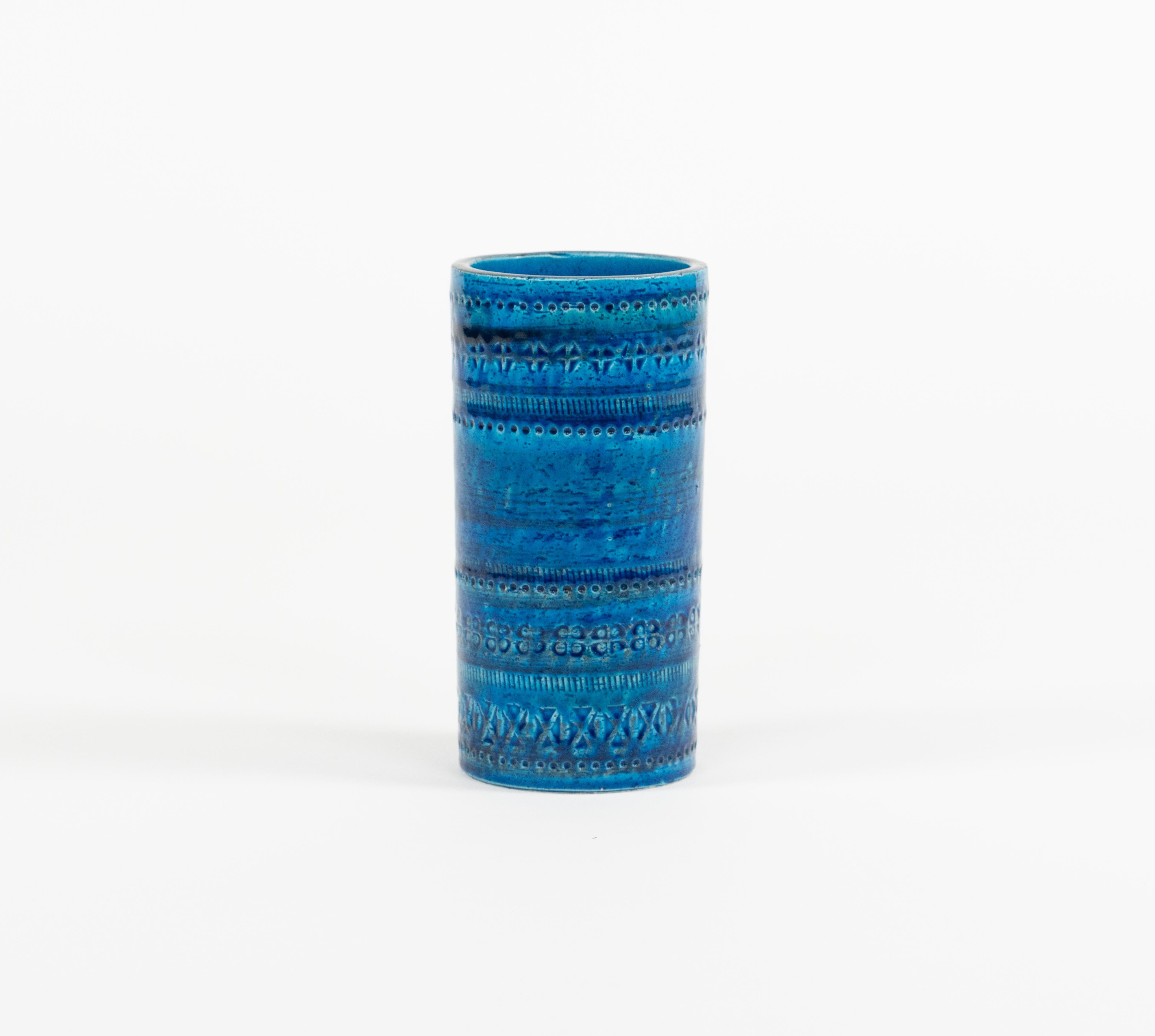 Decorative Vase Blue Ceramic by Aldo Londi for Bitossi, Italy 1970s For Sale 1