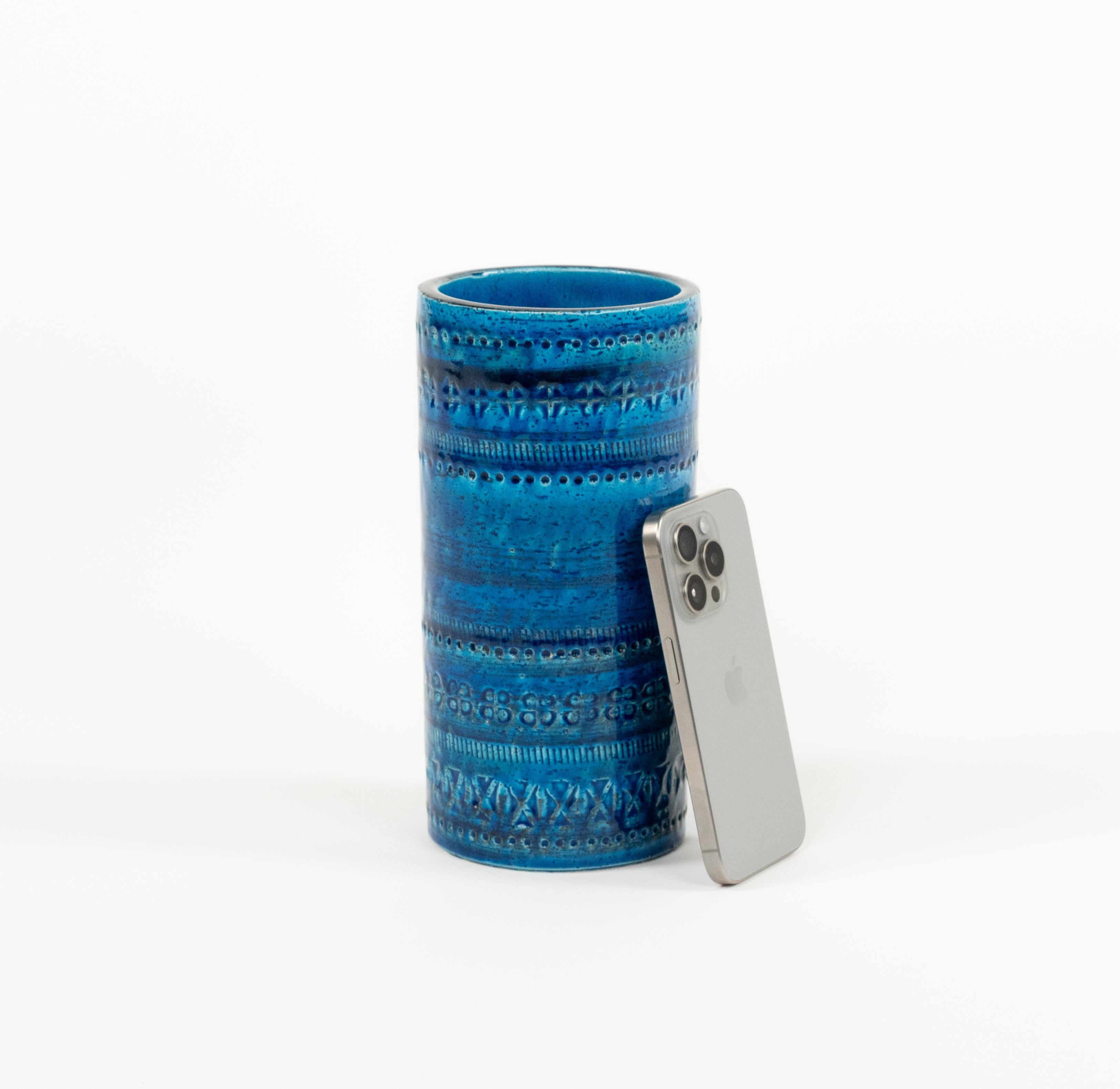 Decorative Vase Blue Ceramic by Aldo Londi for Bitossi, Italy 1970s For Sale 2