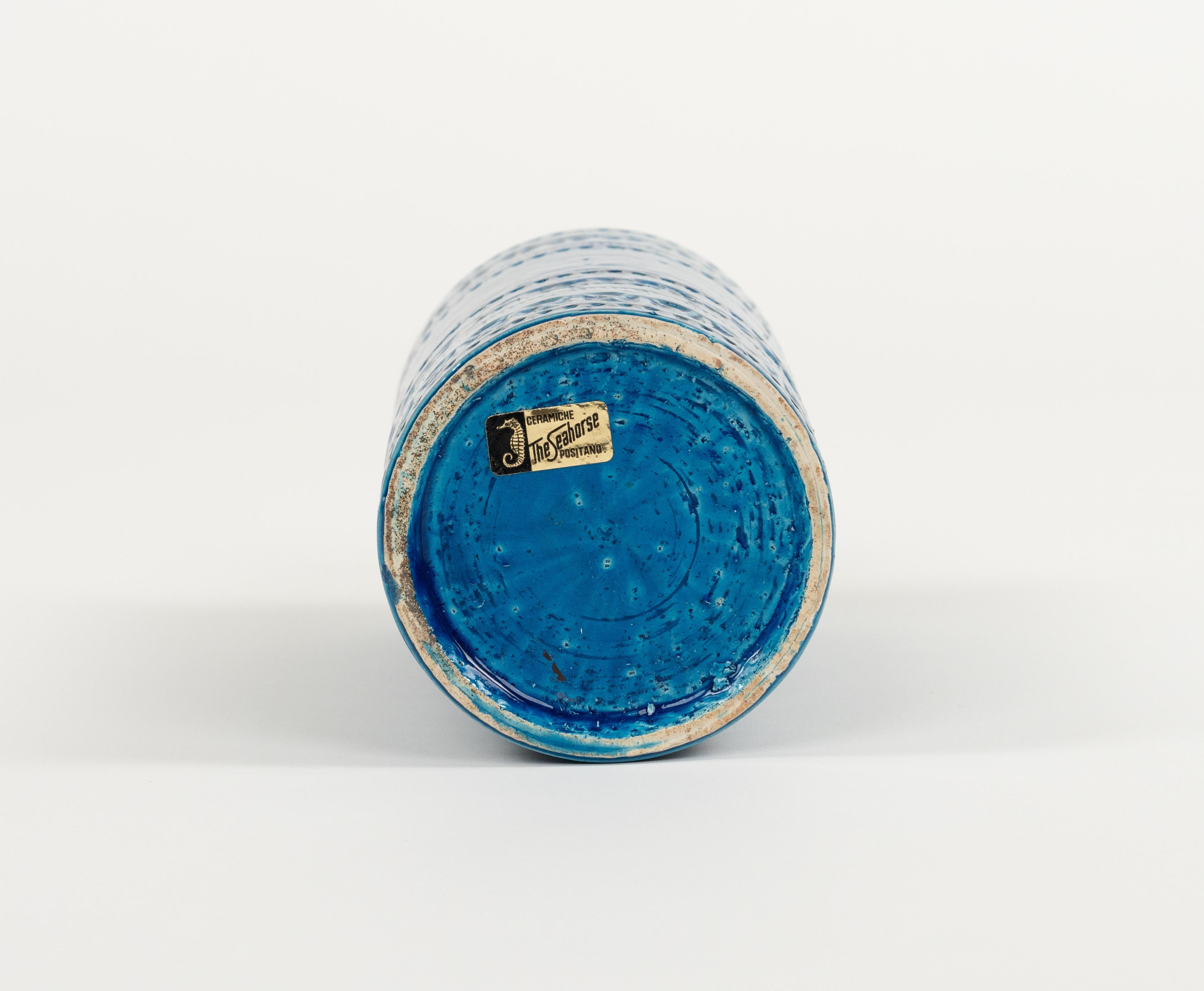 Decorative Vase Blue Ceramic by Aldo Londi for Bitossi, Italy 1970s For Sale 3