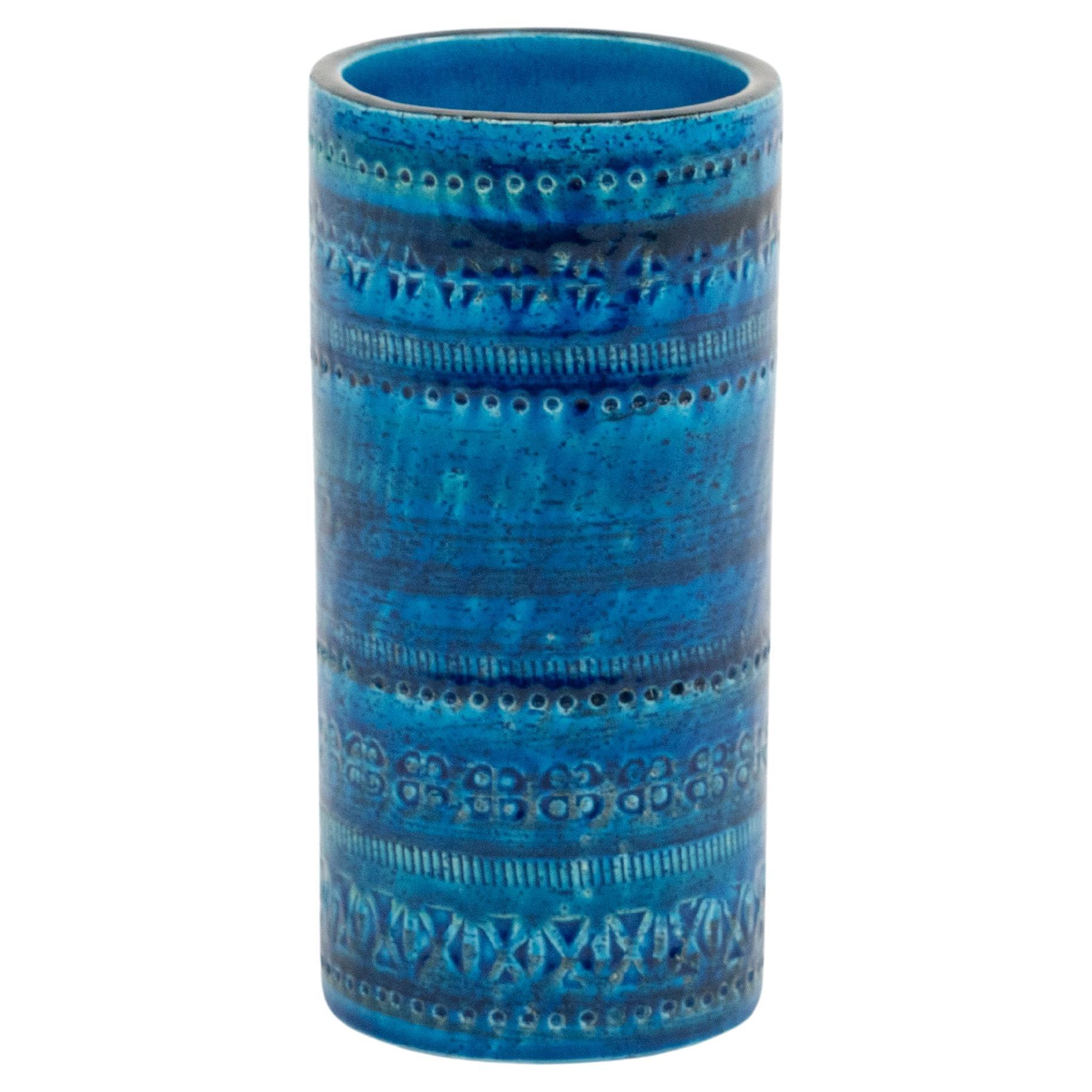 Decorative Vase Blue Ceramic by Aldo Londi for Bitossi, Italy 1970s For Sale