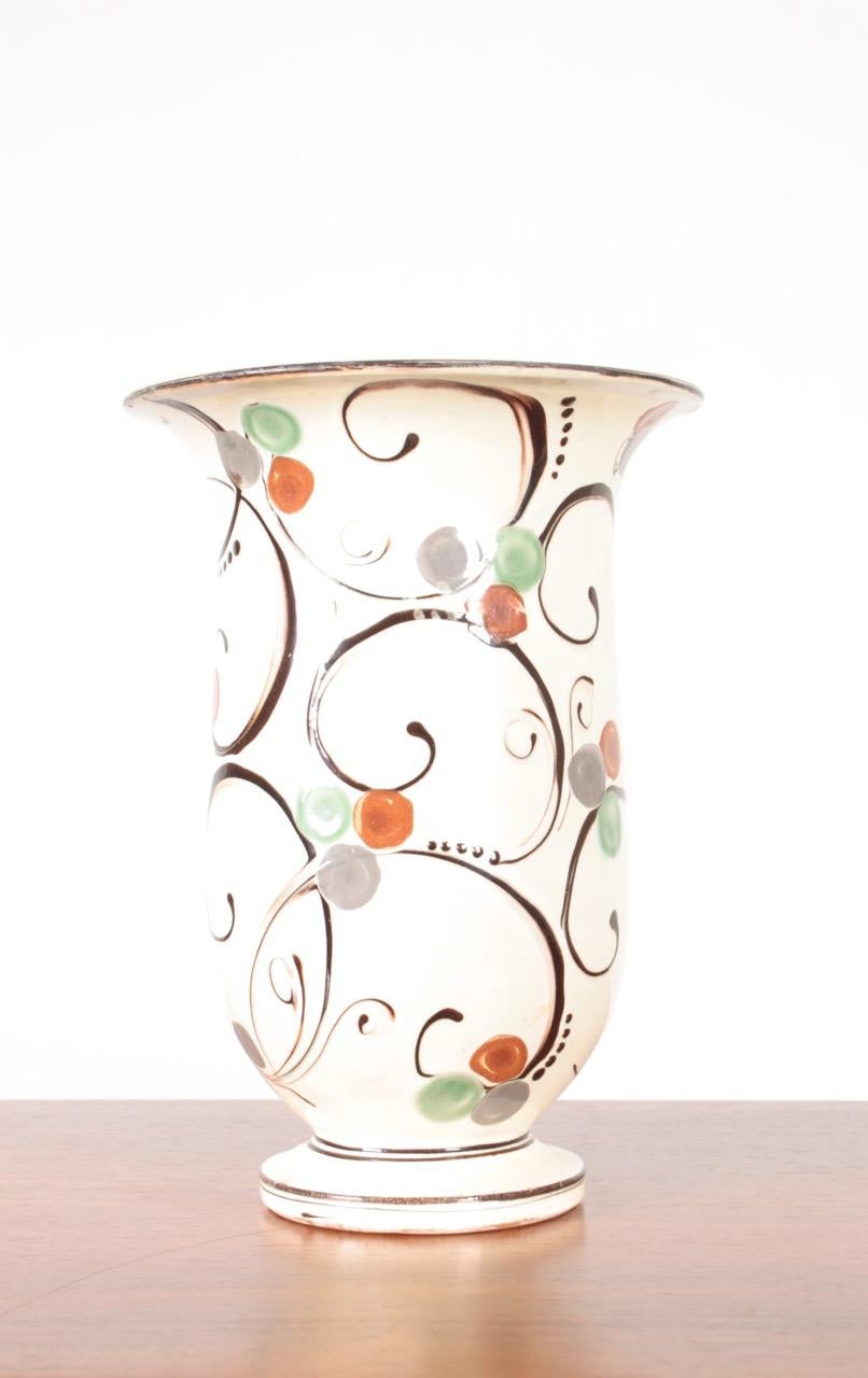 Decorative ceramic vase designed and made by Kähler, made in Denmark in the 1940s. Great original condition.