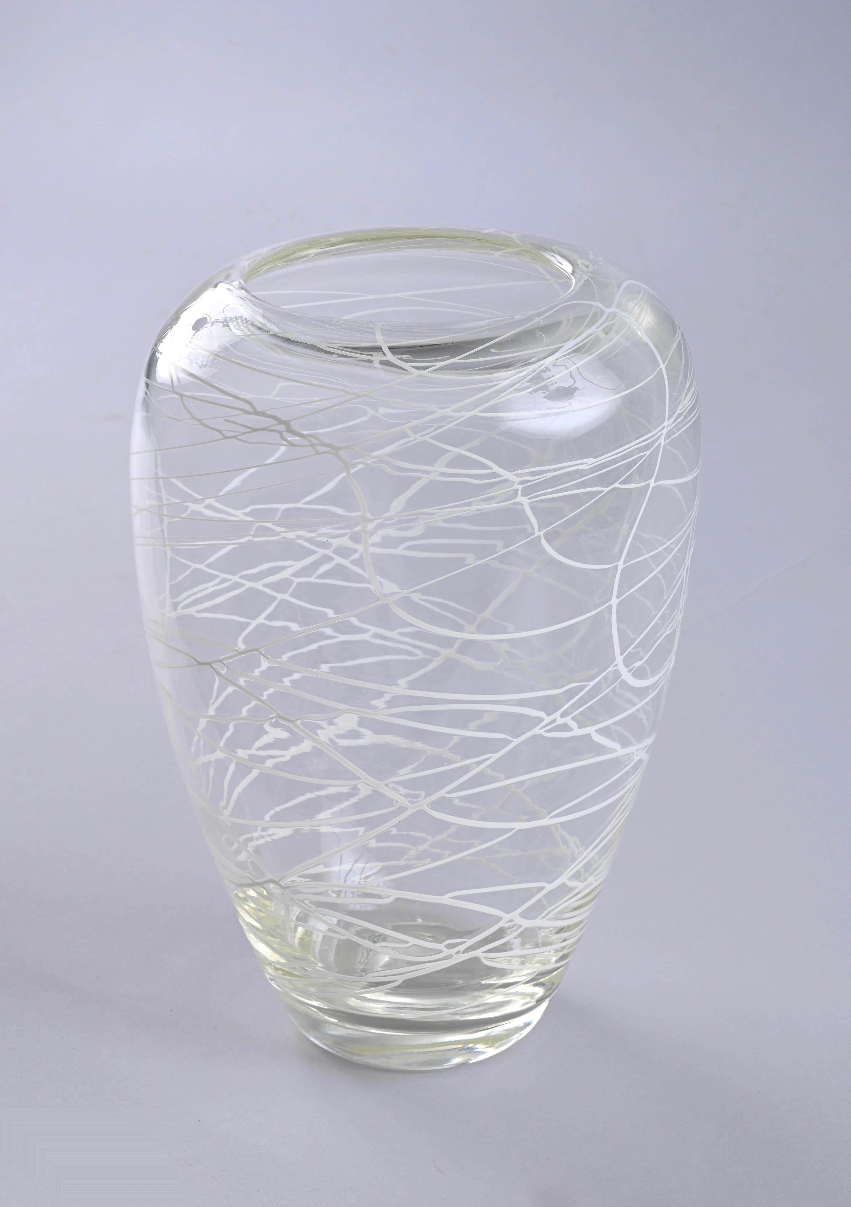 Mid-Century Modern Decorative Vase in Crystal Murano Glass, Italy, Scarpa, 1970s For Sale