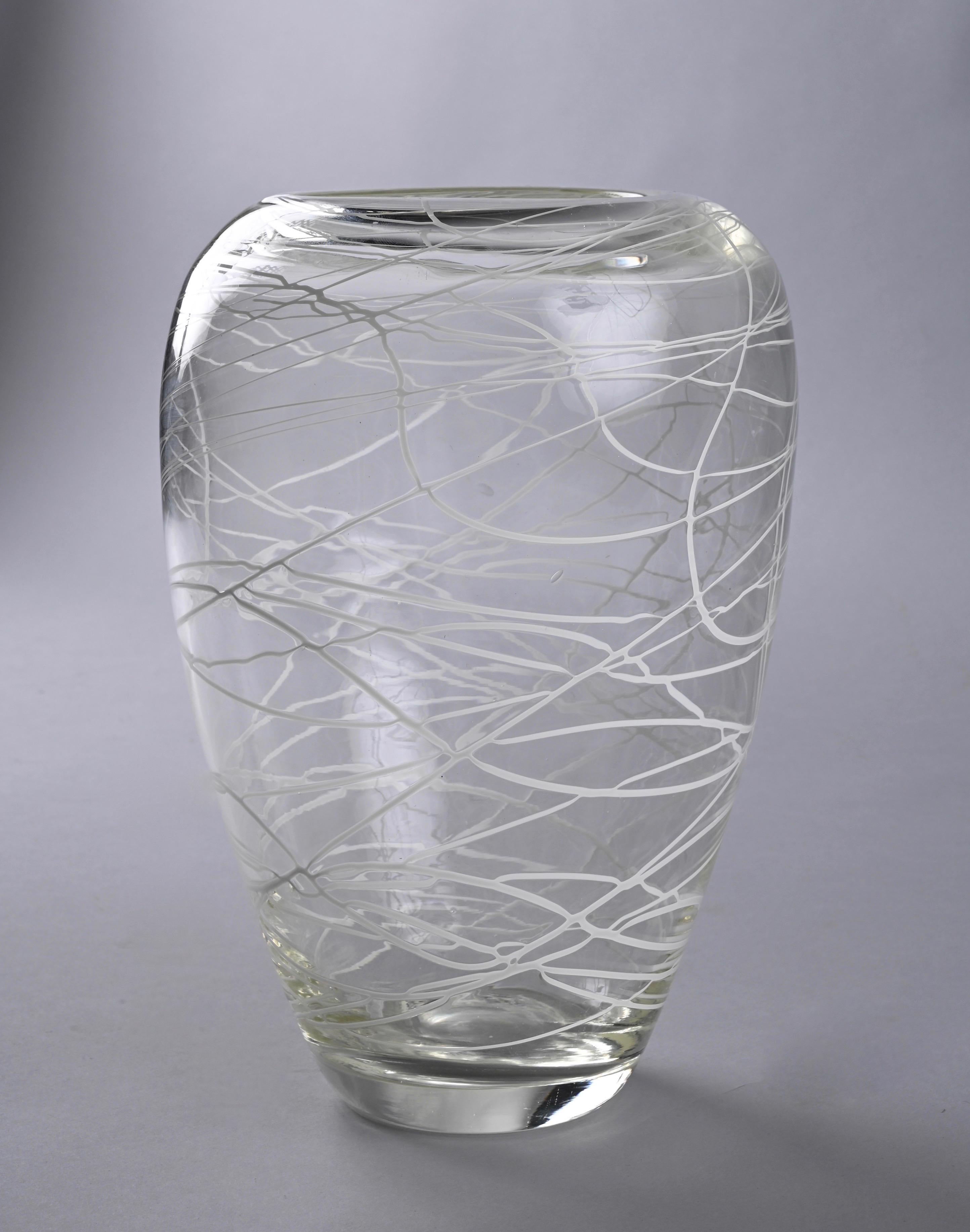 Italian Decorative Vase in Crystal Murano Glass, Italy, Scarpa, 1970s For Sale