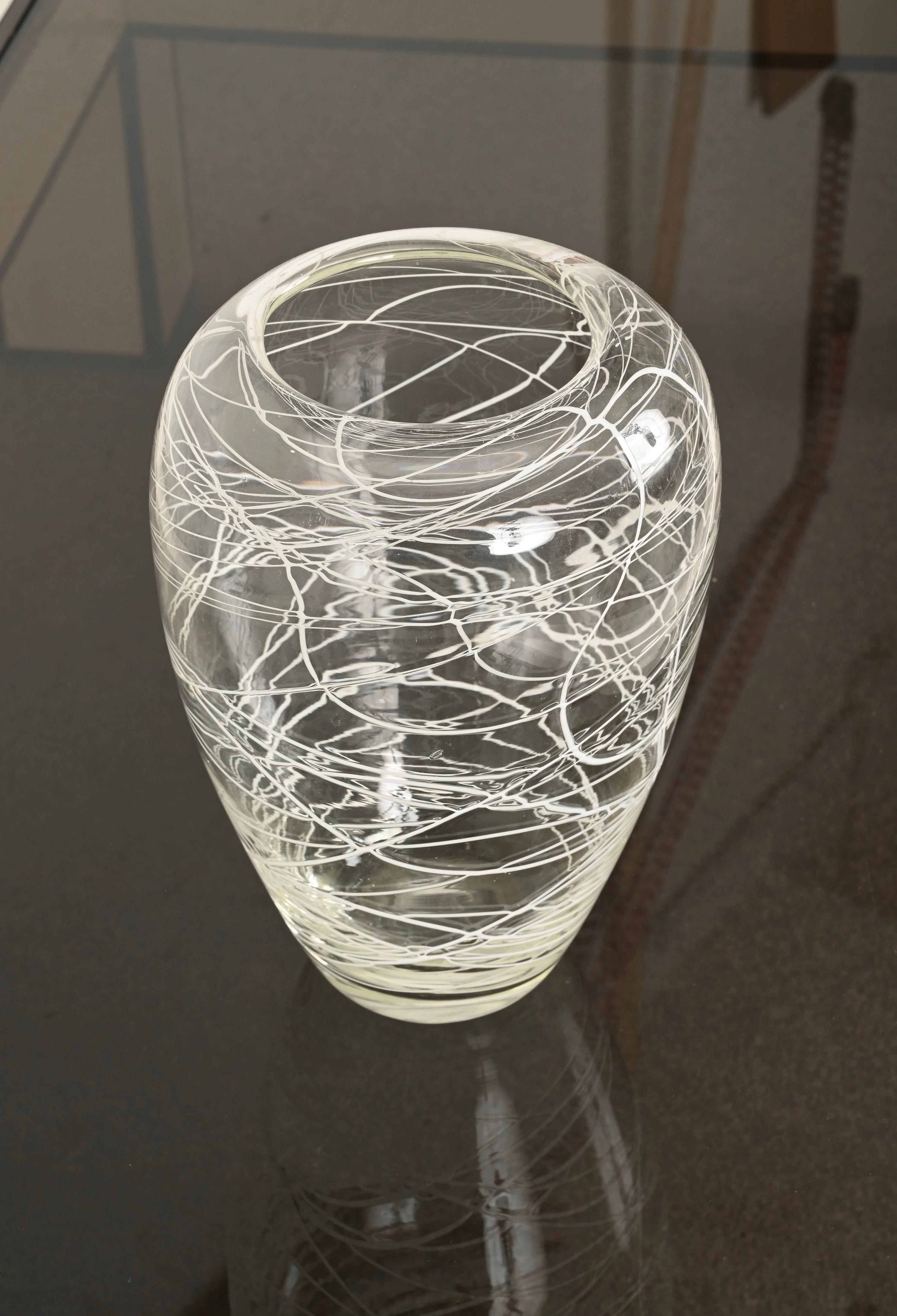 Hand-Crafted Decorative Vase in Crystal Murano Glass, Italy, Scarpa, 1970s For Sale