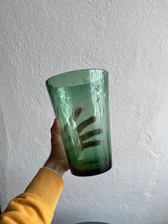 Decorative Vase in Green Bullicante Glass, Vetrerie di Empoli, Italian Design