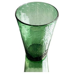 Vintage Decorative Vase in Green Bullicante Glass, Vetrerie di Empoli, Italian Design