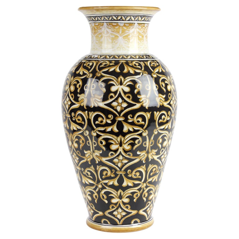 9193-FFM Majolica Toscana Tuscan Orcetto Large Vase with Frutta Design 9193-FFM Majolica Toscana Tuscan Orcetto Large Vase with Frutta Design