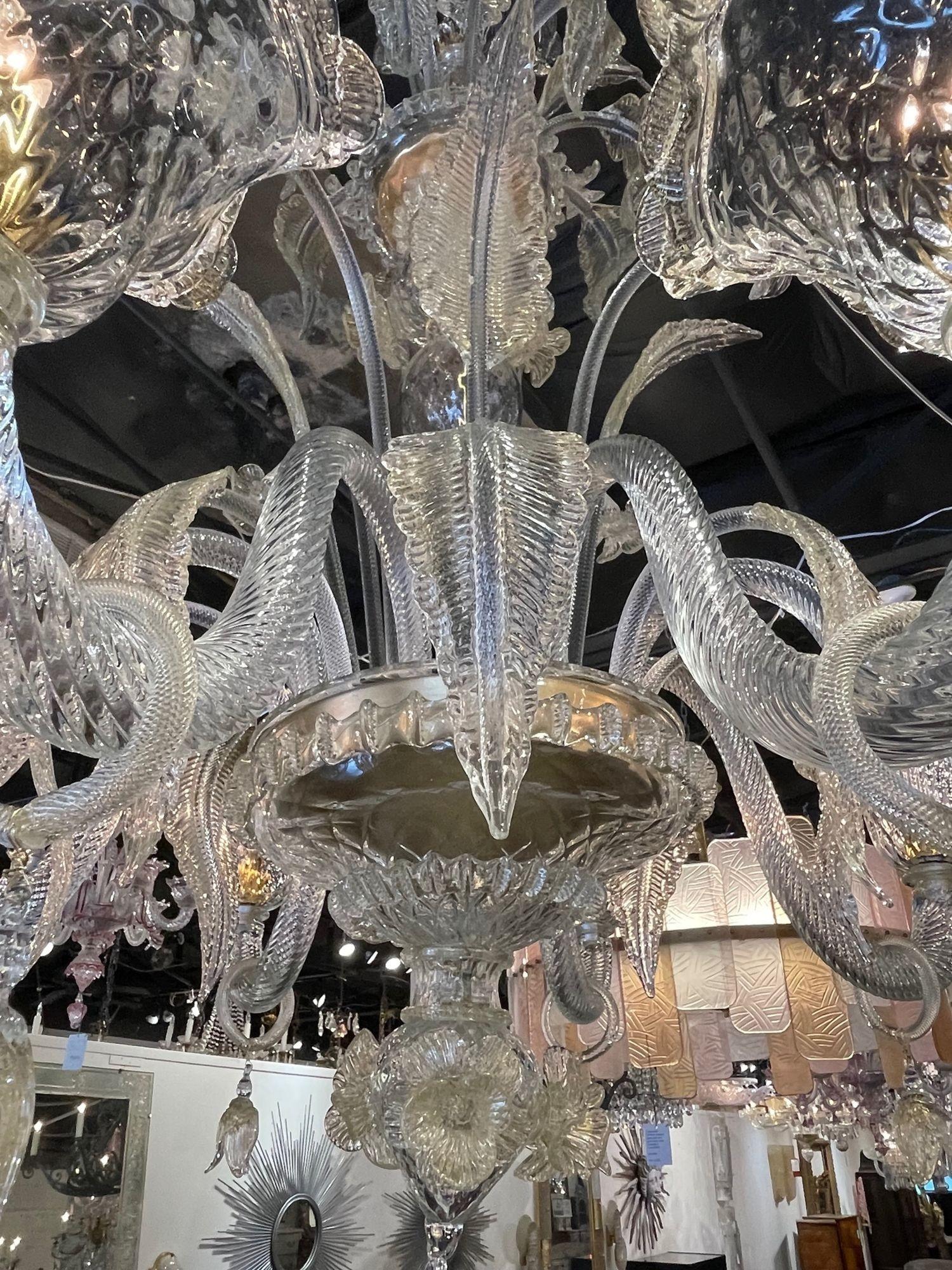 Contemporary Decorative Venetian Style Murano Glass Chandeliers For Sale