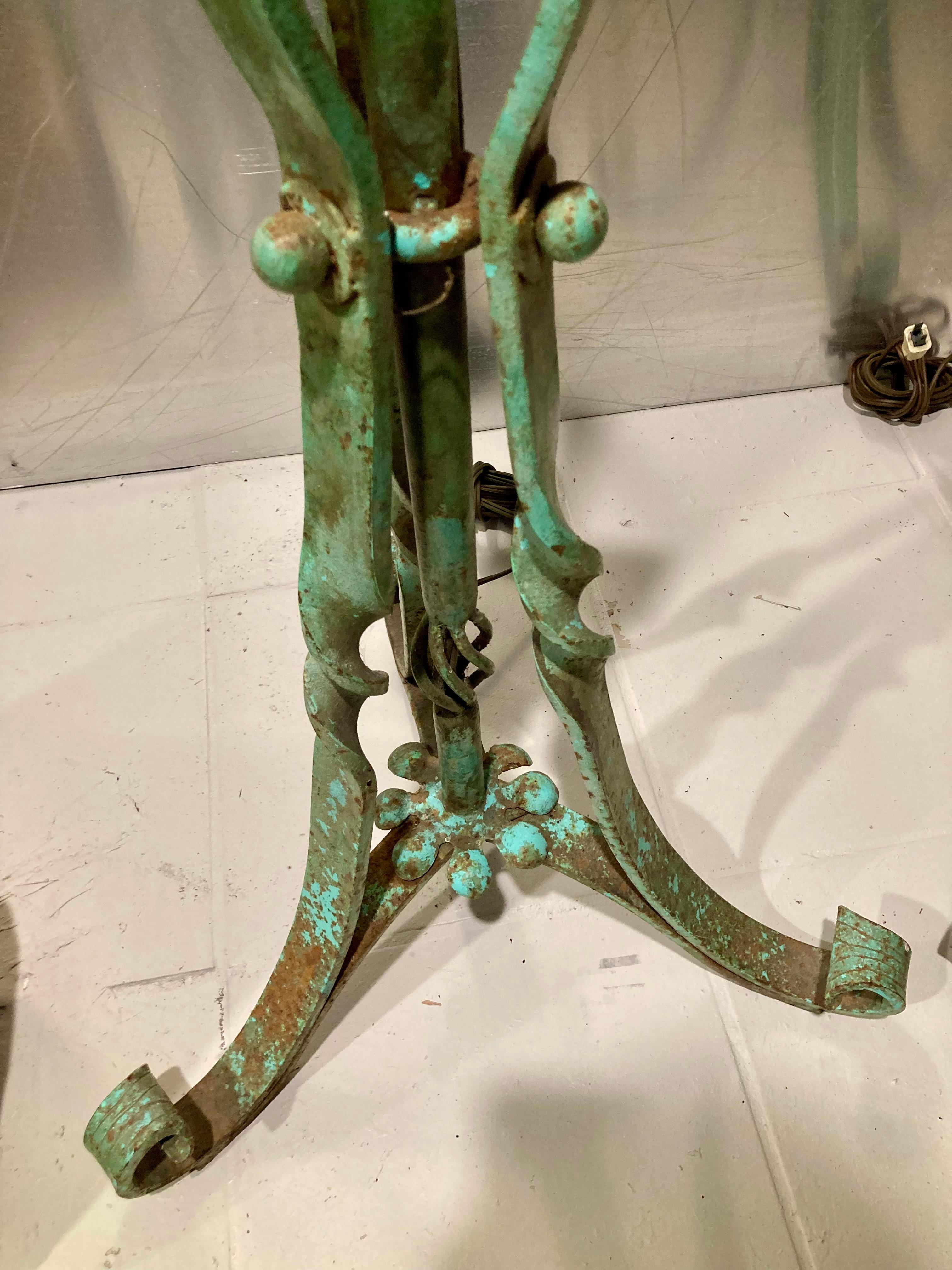 Decorative Verdigris Iron Floor Lamps, a Pair For Sale 2