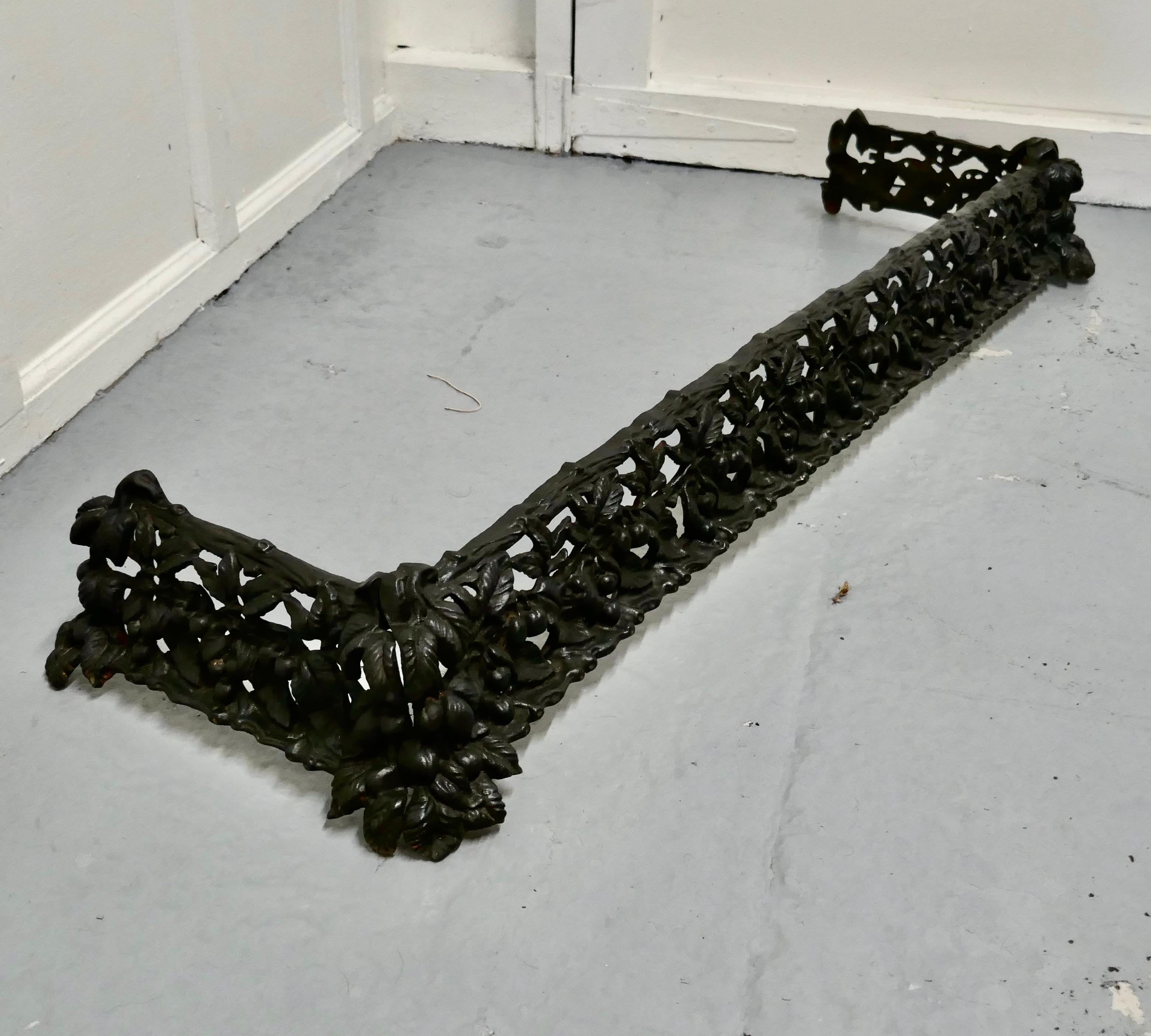 19th Century Decorative Victorian Cast Iron Fender For Sale