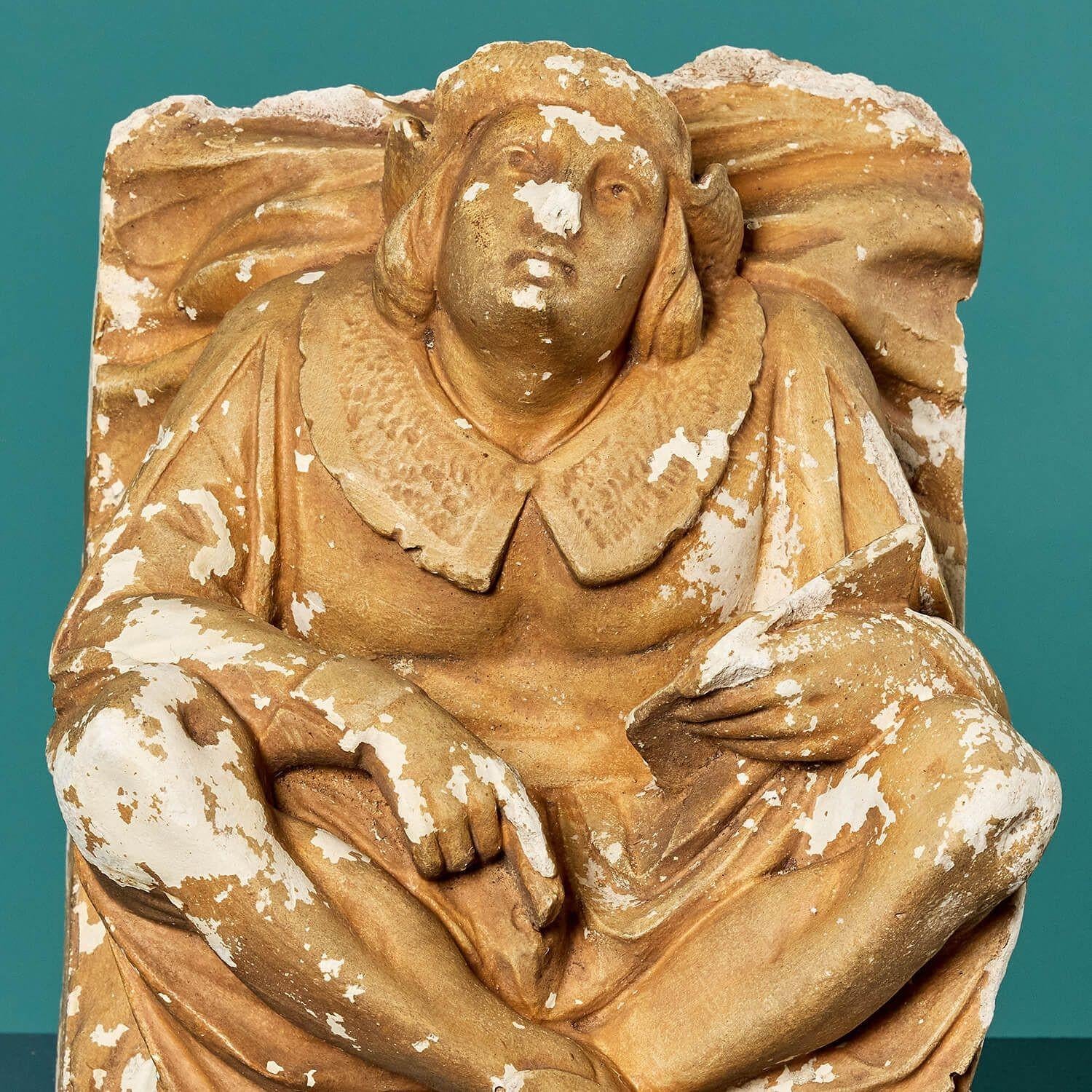 English Decorative Victorian Plaster Corbel Figure For Sale