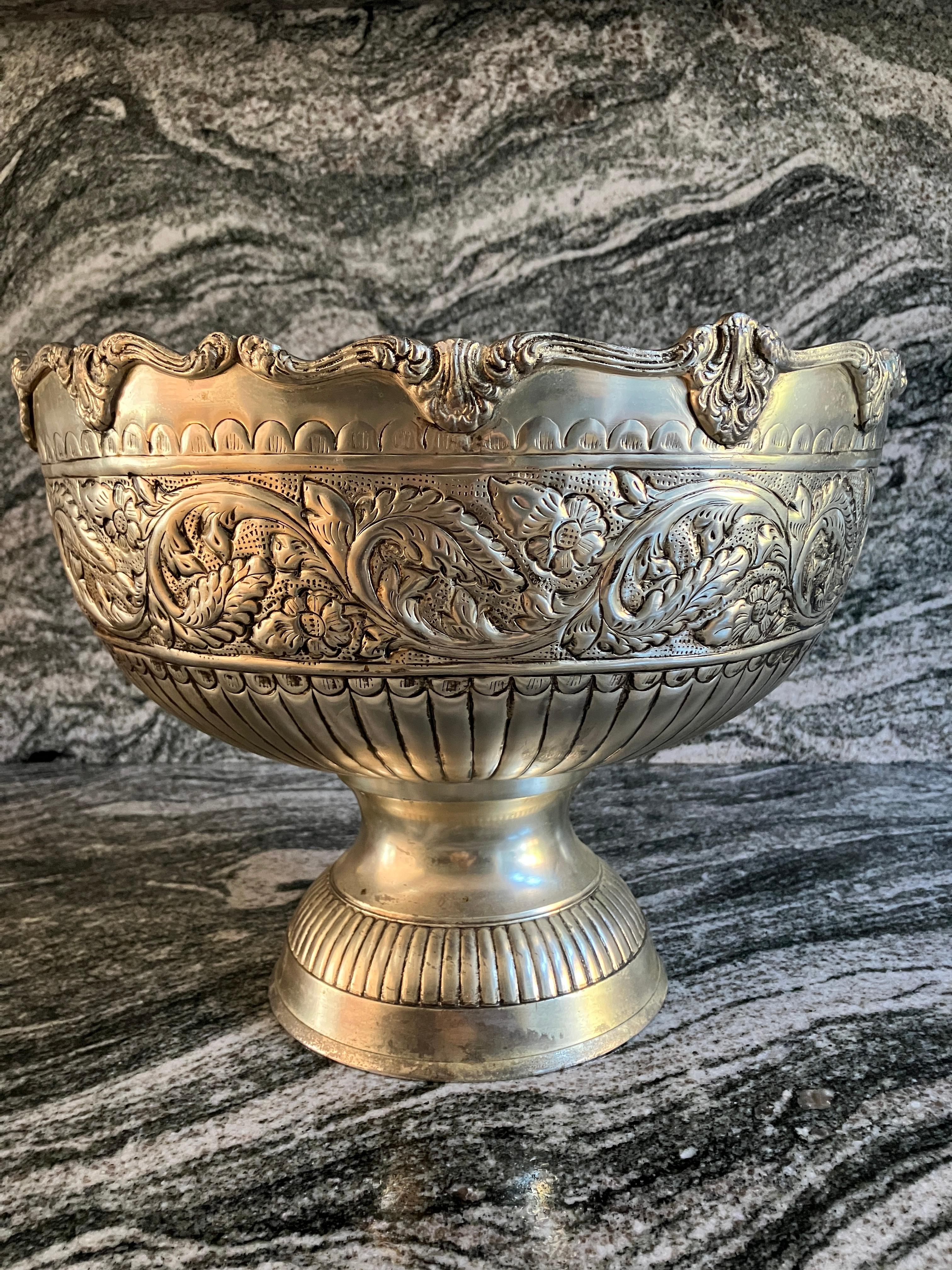 English Antique Victorian Silver Large Punch Bowl / Champagne Cooler 3