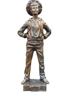 Decorative Victorian Style Bronze Sculpture of Young Boy, 20th Century