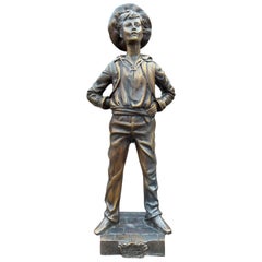 Decorative Victorian Style Bronze Sculpture of Young Boy, 20th Century