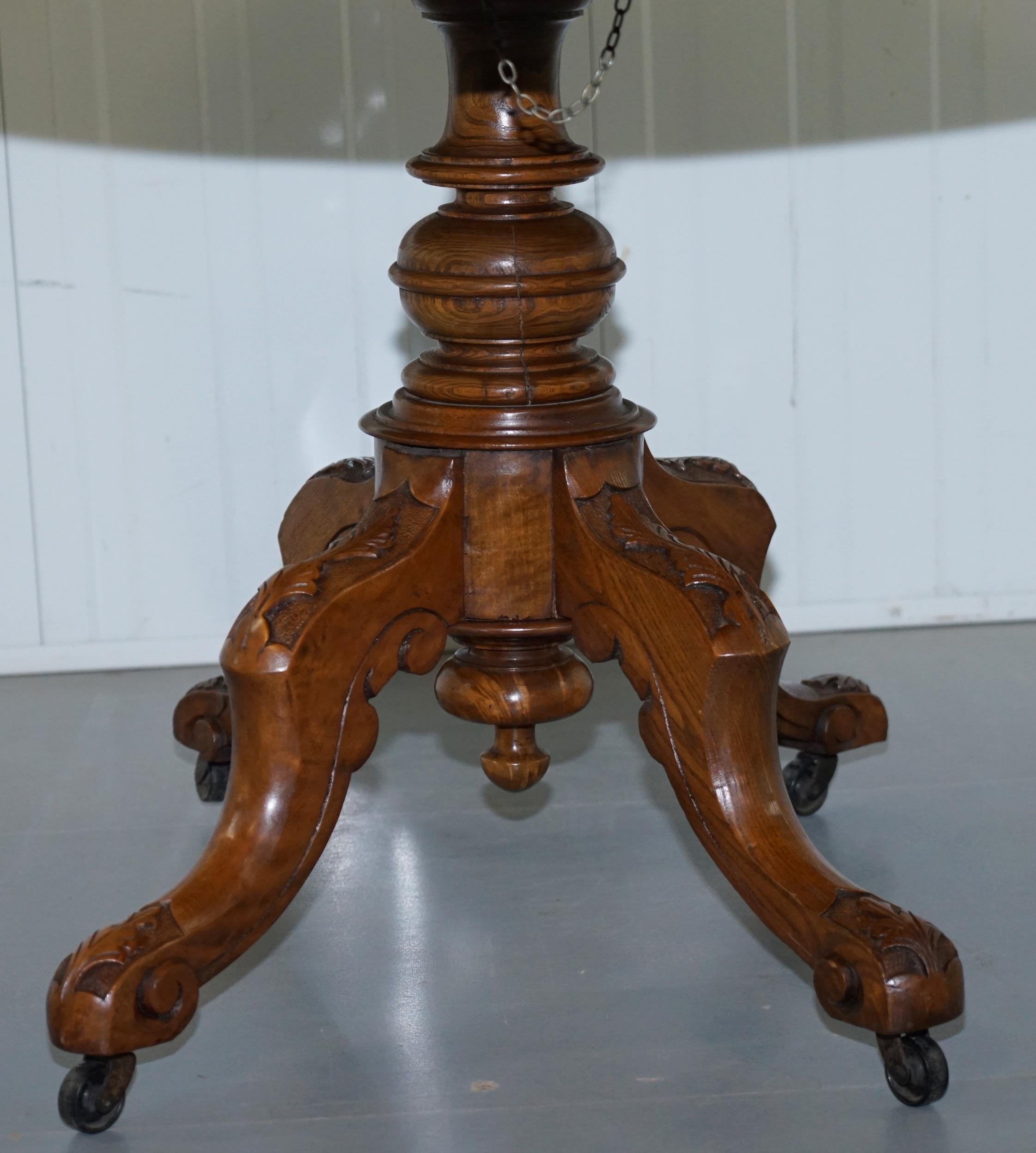 Decorative Victorian Walnut Marquetry Inlaid Loo Tilt-Top Breakfast Table 8