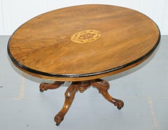 Decorative Victorian Walnut Marquetry Inlaid Loo Tilt-Top Breakfast Table