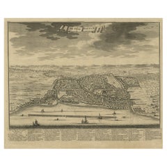 Veduta decorativa della città indonesiana di Bantam 'Banten', Giava, 1726