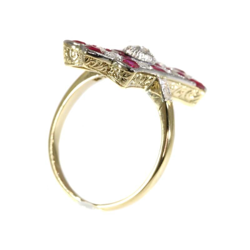 Decorative Vintage Art Deco Ruby and Diamond Engagement Ring 1
