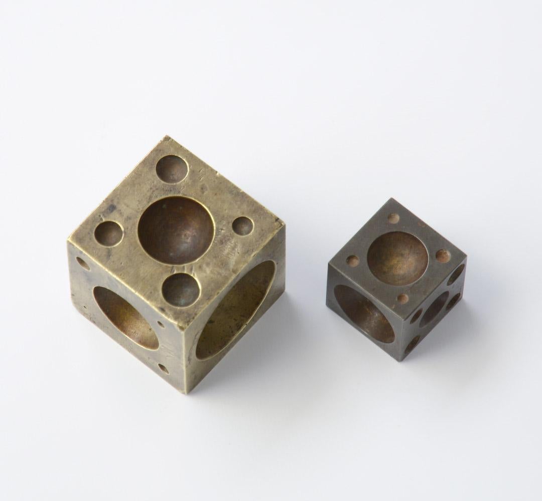 Mid-Century Modern Decorative Vintage Brass and Metal Cubes