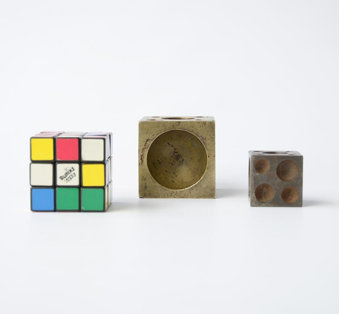 Decorative Vintage Brass and Metal Cubes 1