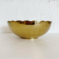 Decorative Vintage Brass Bowl With Scallop Edge