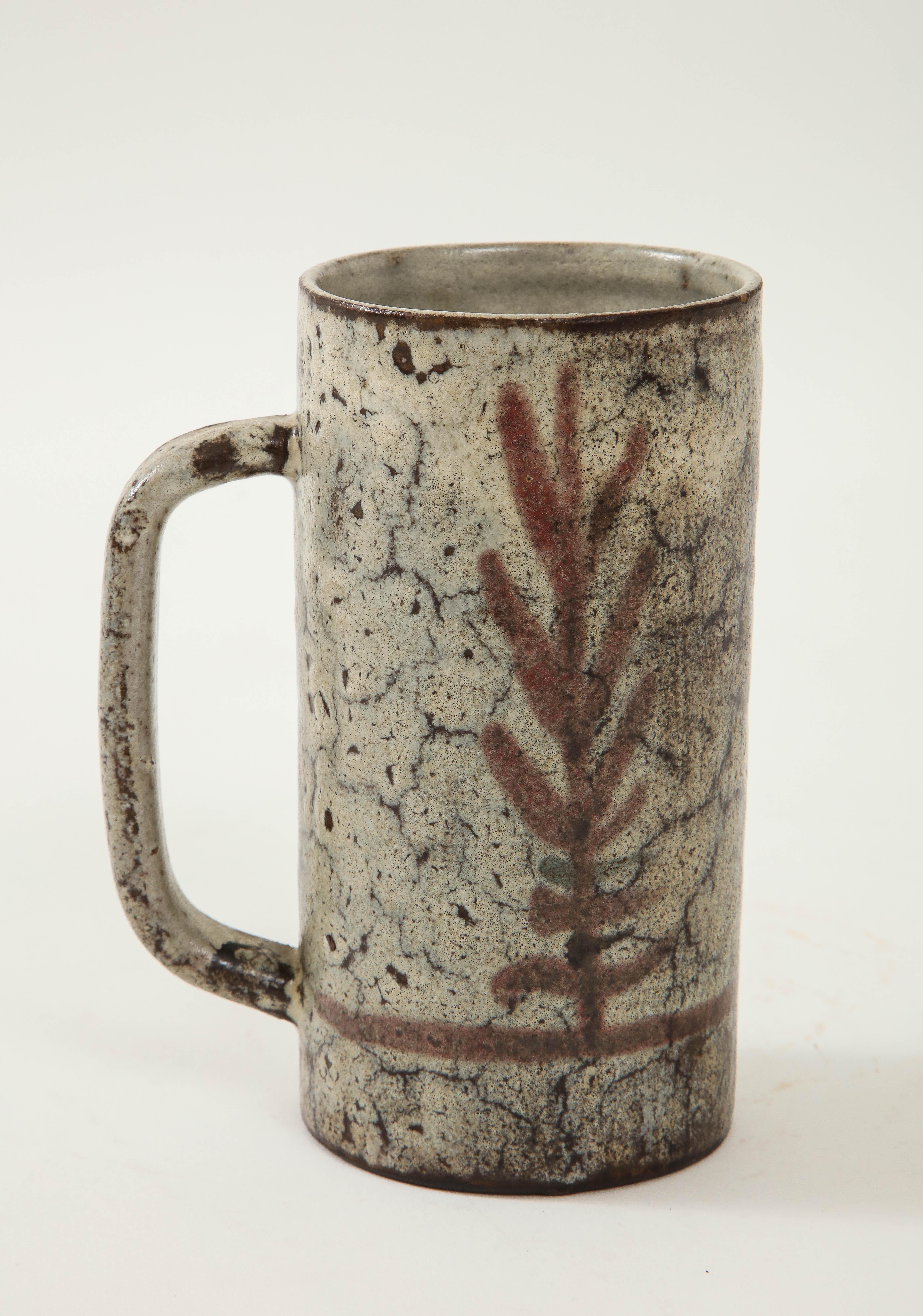 French Decorative Hand-Painted Ceramic Jug by Gustave Raynaud, Vallauris, France, 1960  For Sale