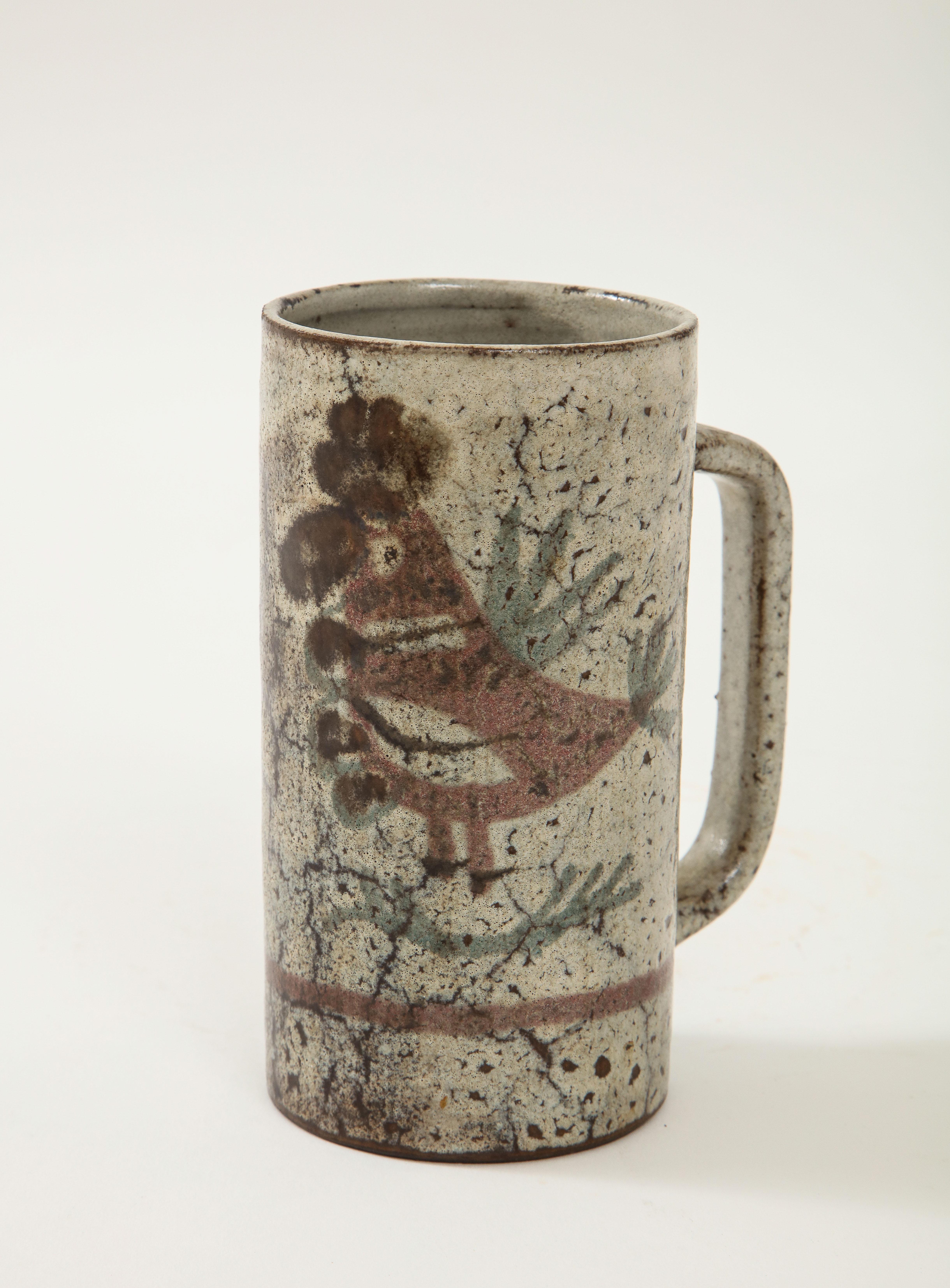 Jarra decorativa de cerámica pintada a mano de Gustave Raynaud, Vallauris, Francia, 1960 en venta 1