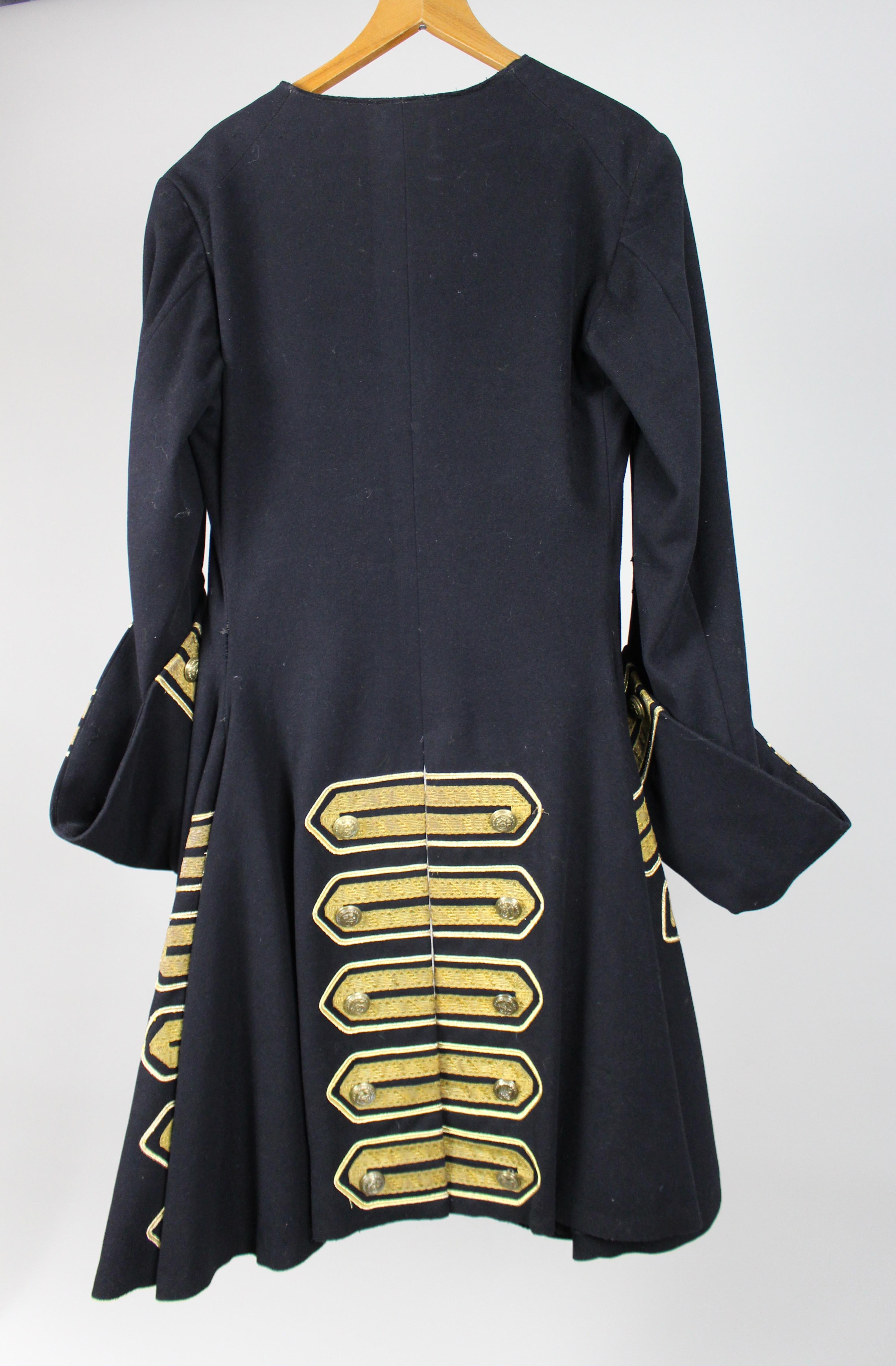 Decorative Vintage Ceremonial Wool Coat with Gold Braid Trim, 20th Century For Sale 7