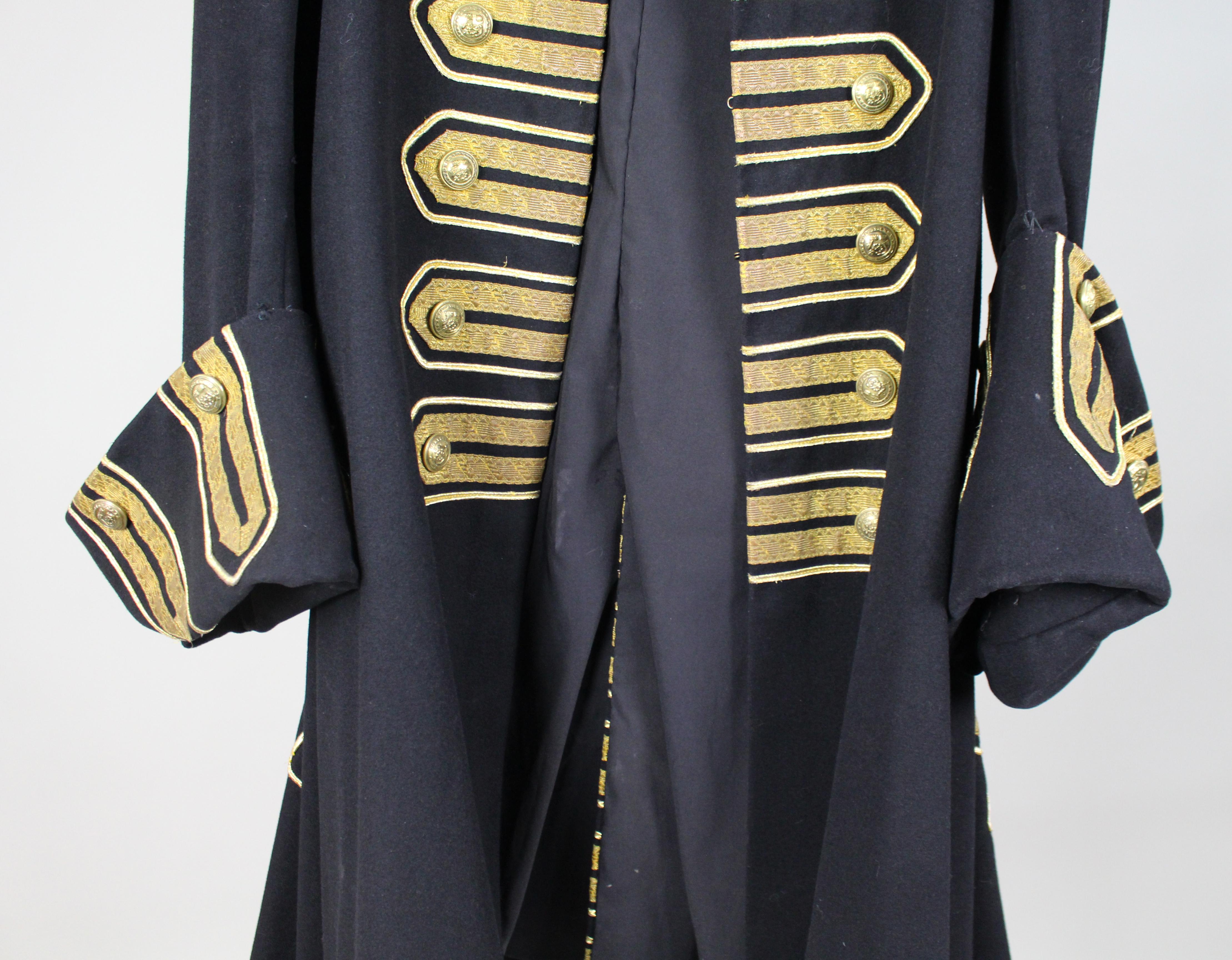 Decorative Vintage Ceremonial Wool Coat with Gold Braid Trim, 20th Century In Good Condition For Sale In Worcester, GB