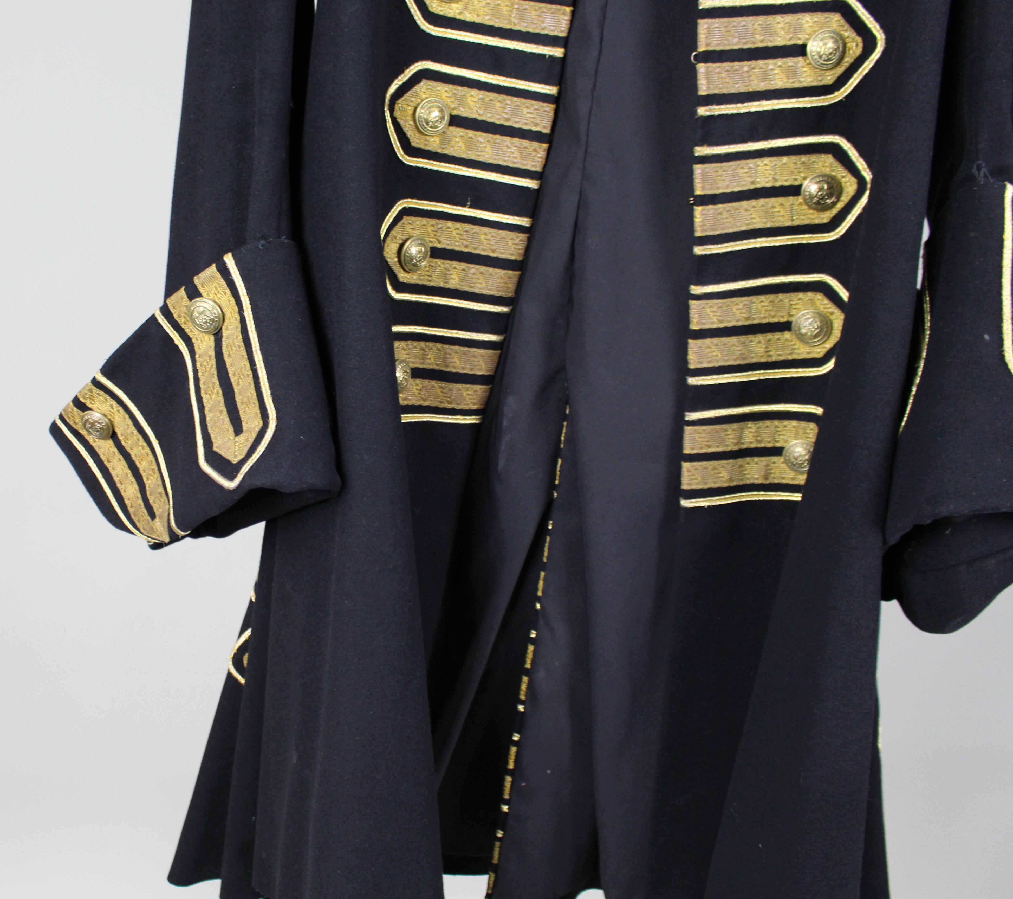 Decorative Vintage Ceremonial Wool Coat with Gold Braid Trim, 20th Century For Sale 1