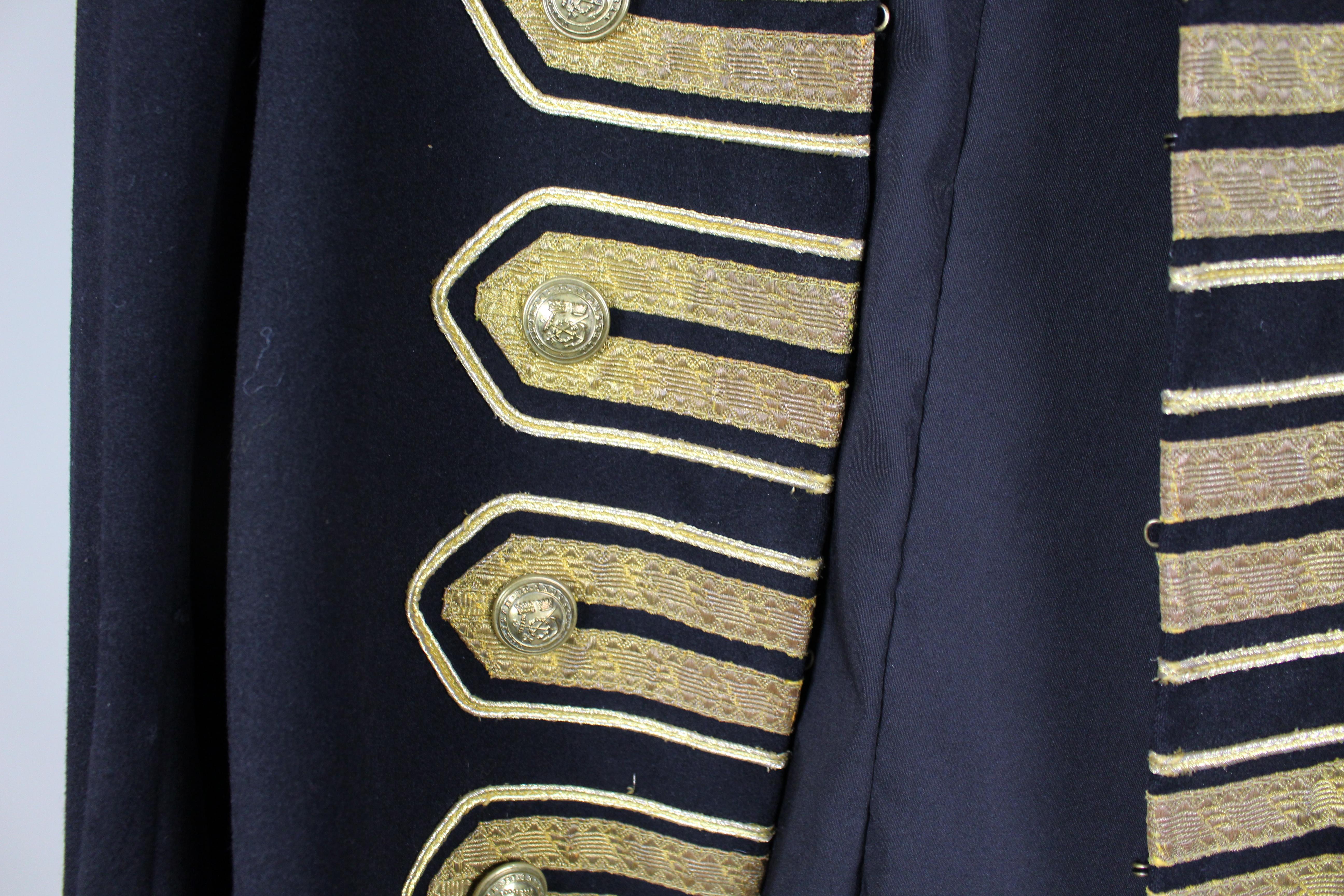 Decorative Vintage Ceremonial Wool Coat with Gold Braid Trim, 20th Century For Sale 2