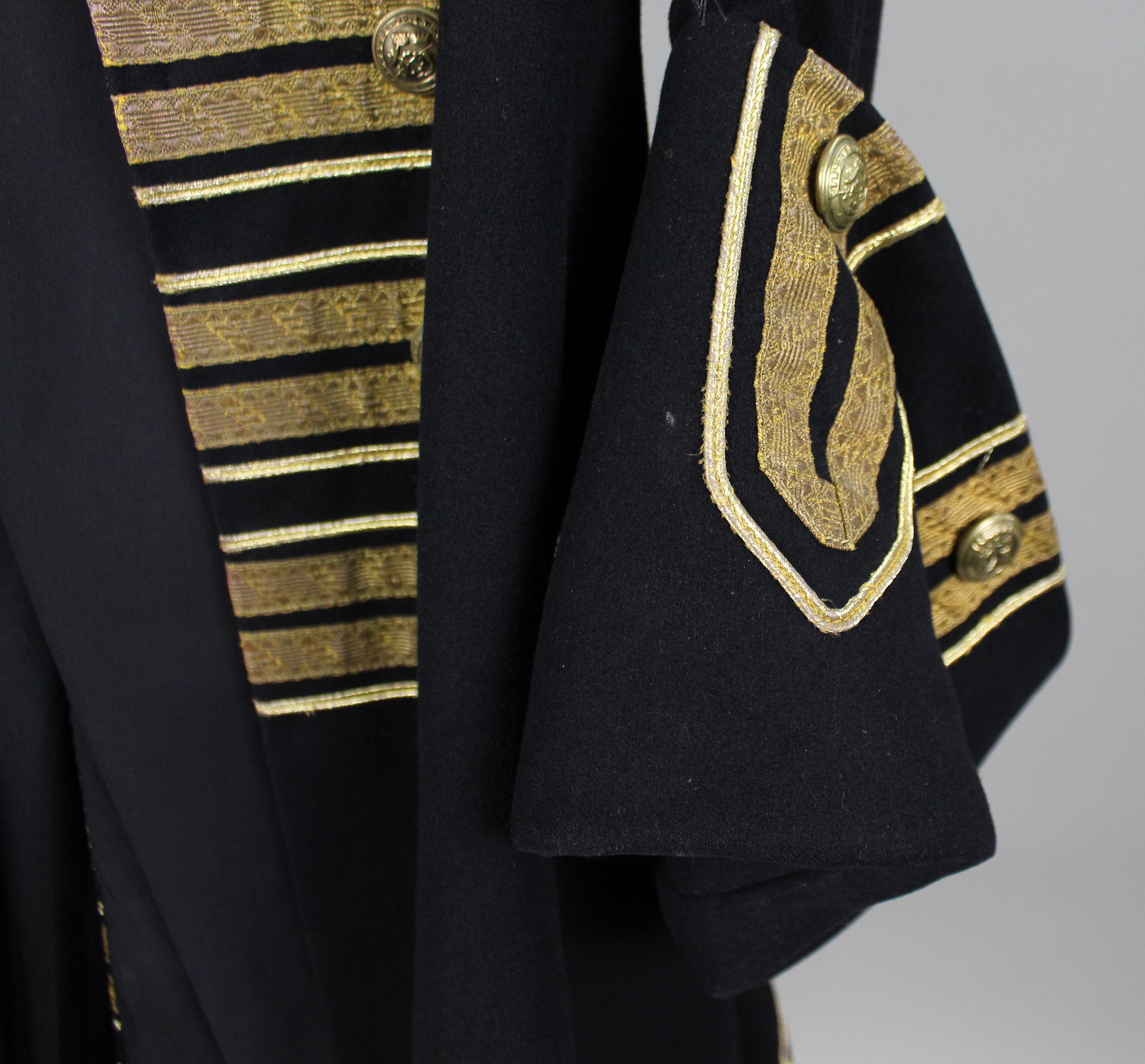 Decorative Vintage Ceremonial Wool Coat with Gold Braid Trim, 20th Century For Sale 4