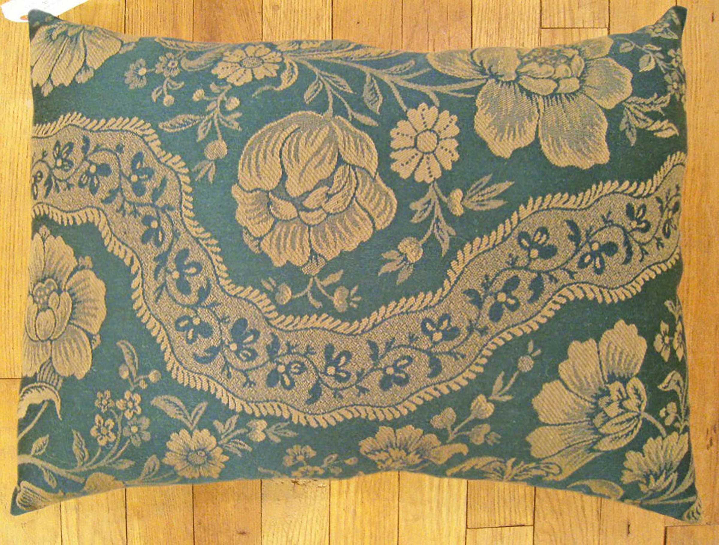 Vintage Decorative Pillow with Floral Chinoiserie; size 1’9