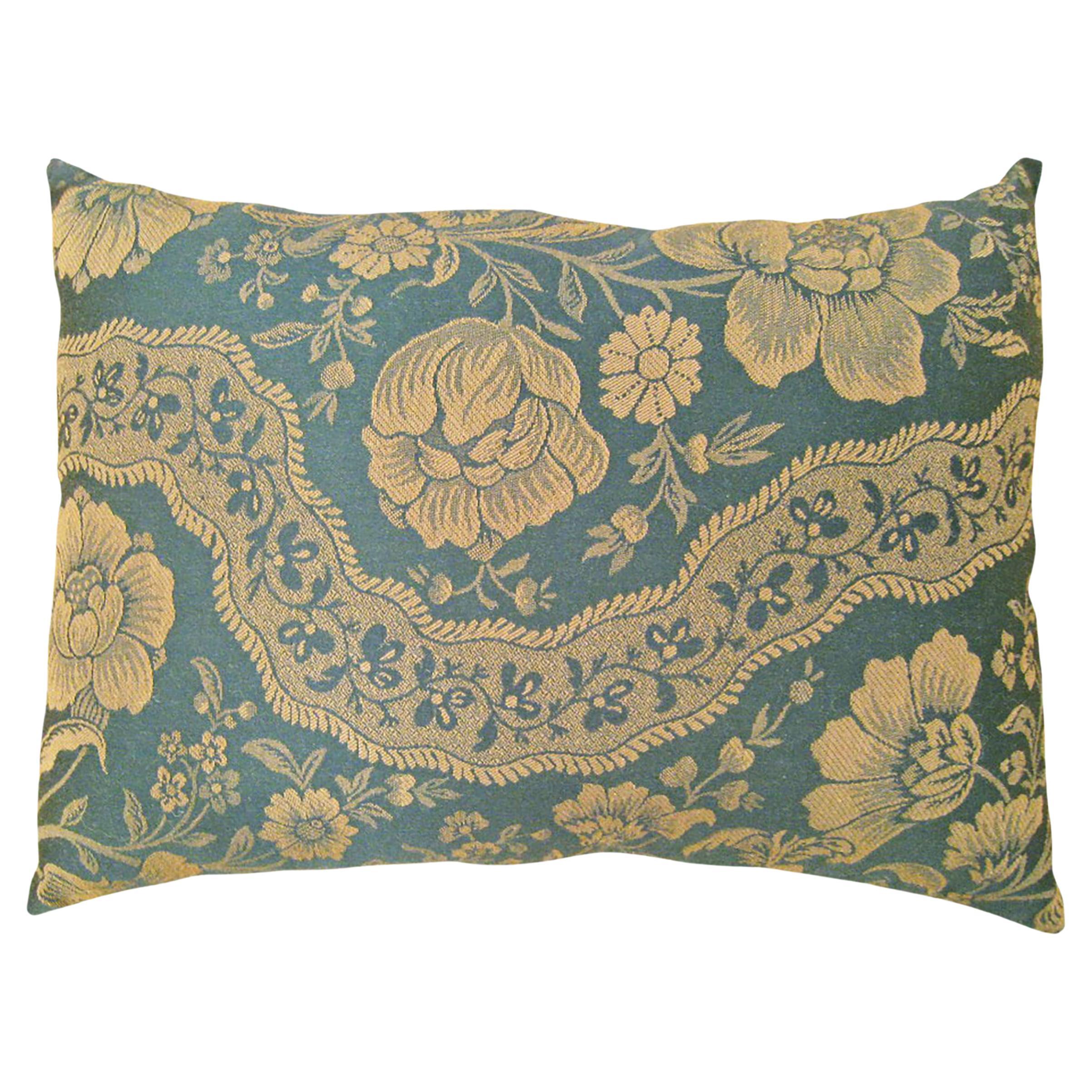 Decorative Vintage European Chinoiserie Fabric Pillow with Floral Design For Sale