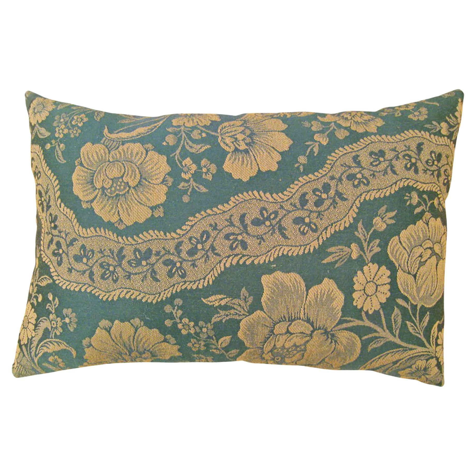 Decorative Vintage European Chinoiserie Fabric Pillow with Floral Design For Sale