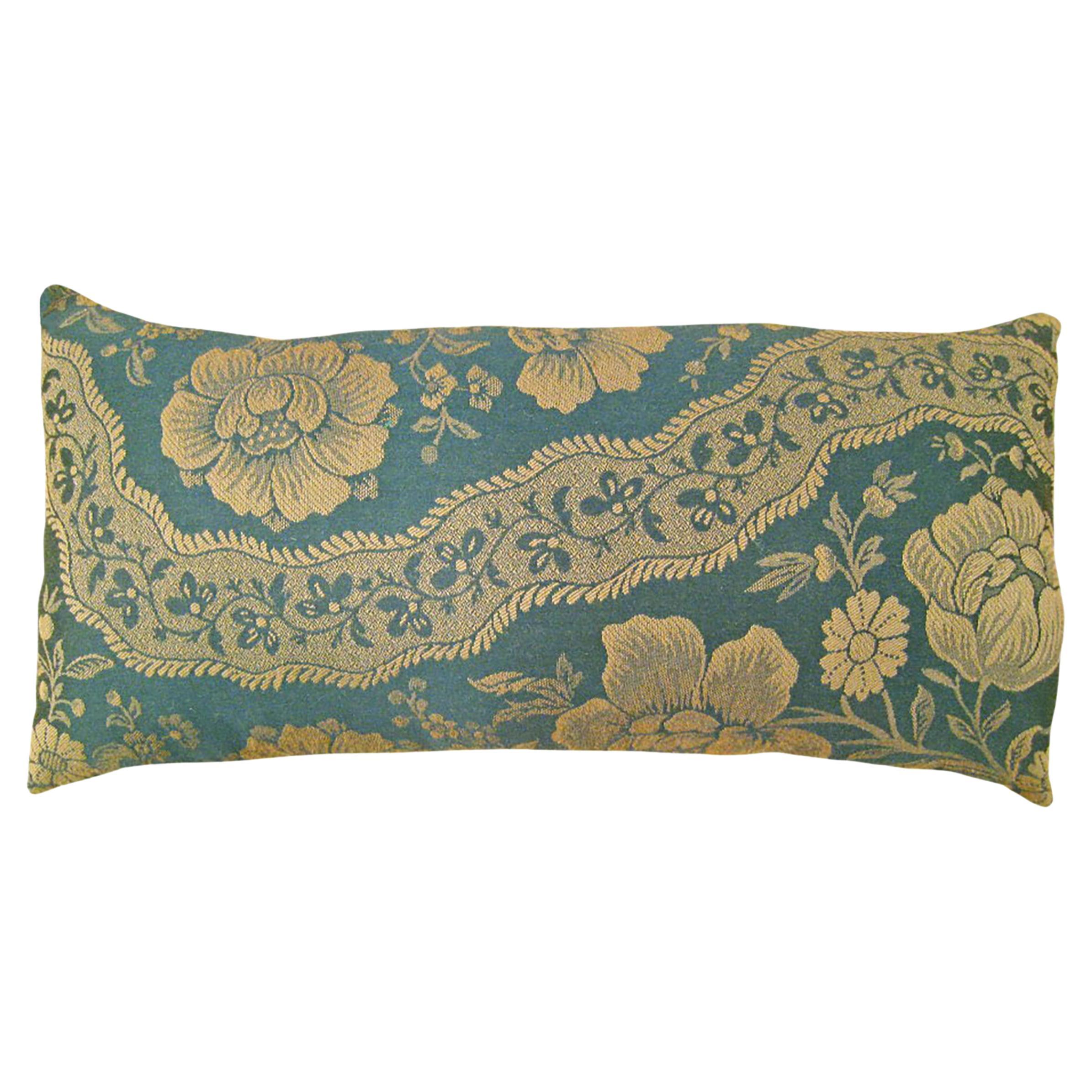 Decorative Vintage European Chinoiserie Fabric Pillow with Floral Design For Sale