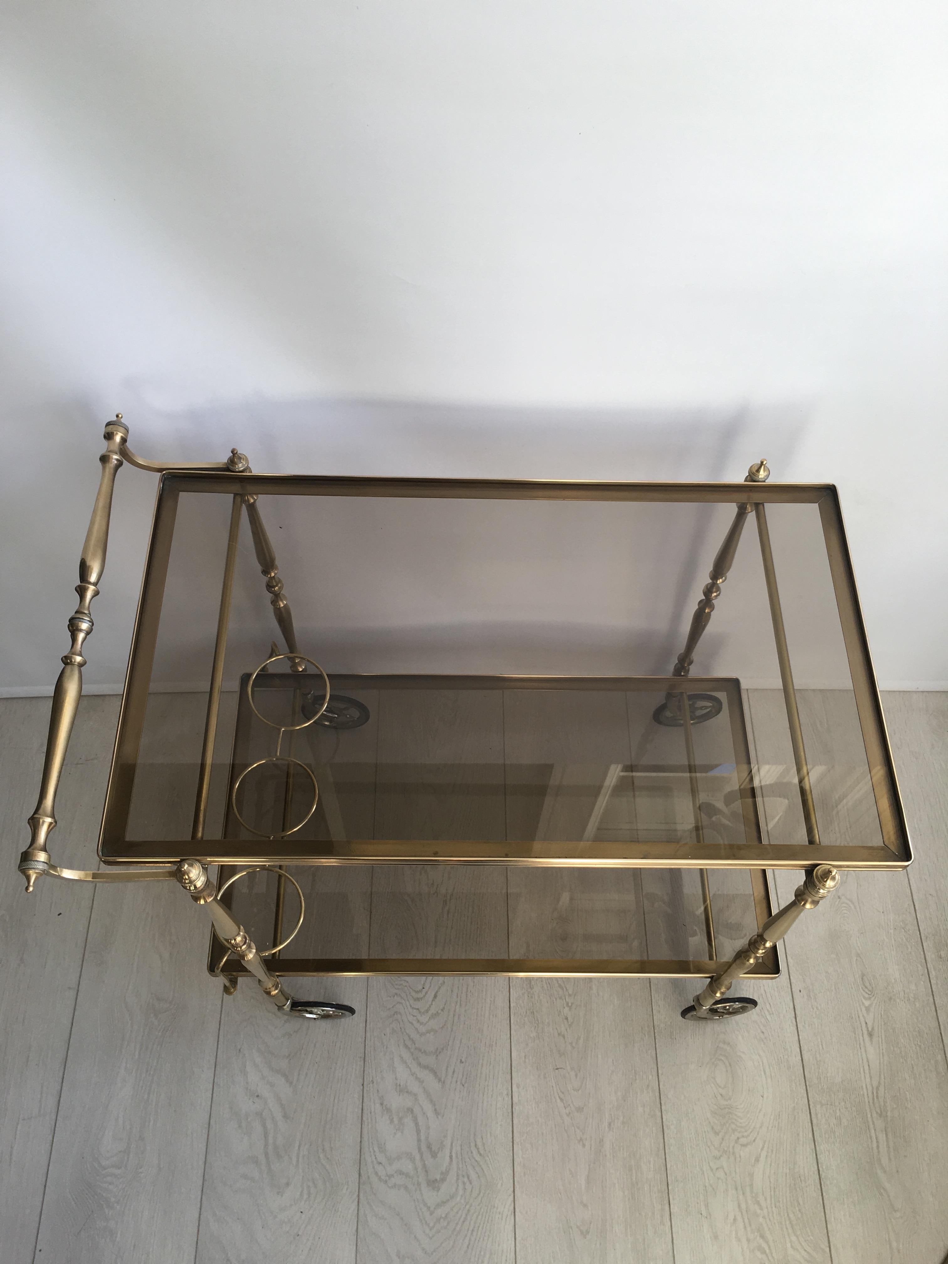 Decorative Vintage French Brass Drinks Trolley or Bar Cart For Sale 1