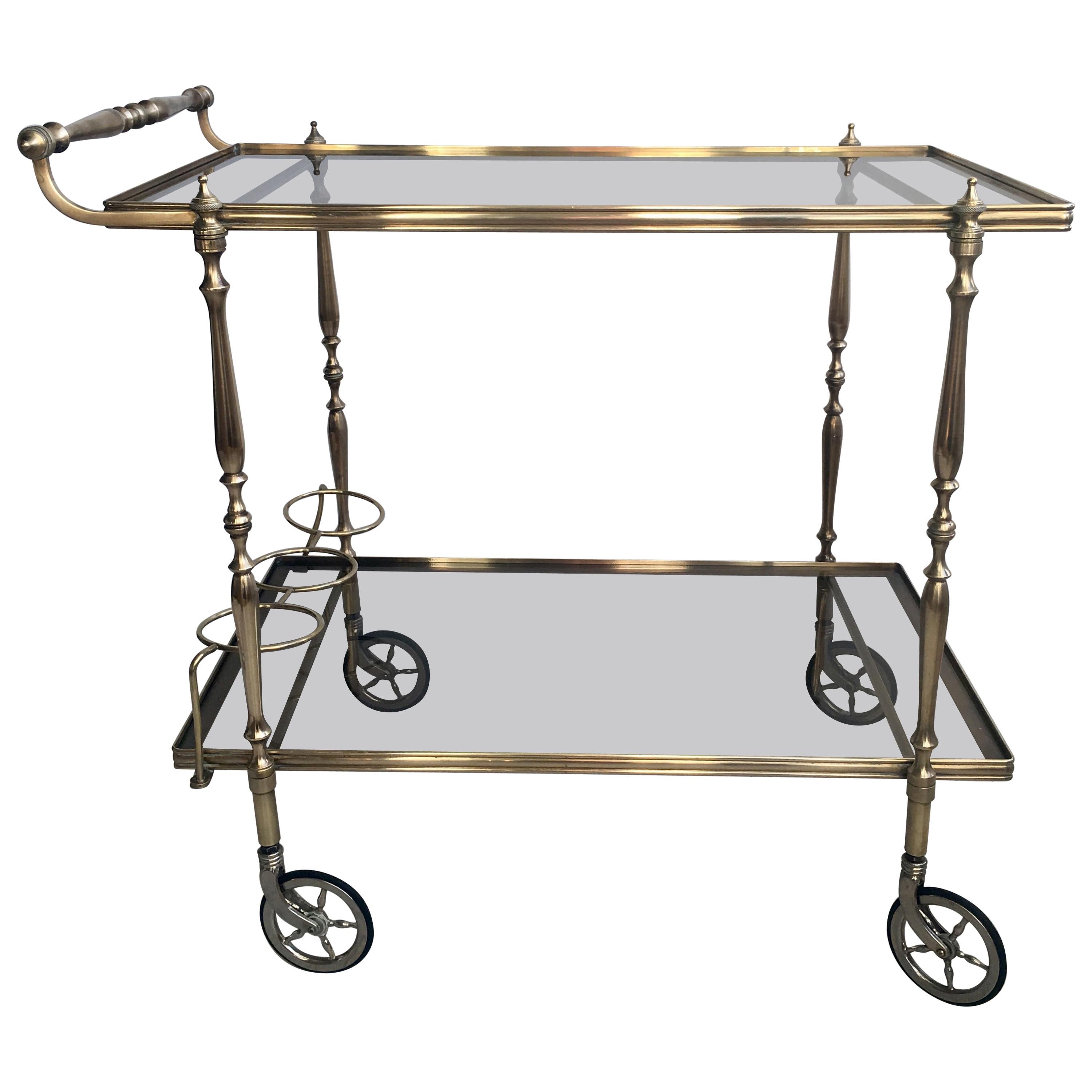 Decorative Vintage French Brass Drinks Trolley or Bar Cart For Sale