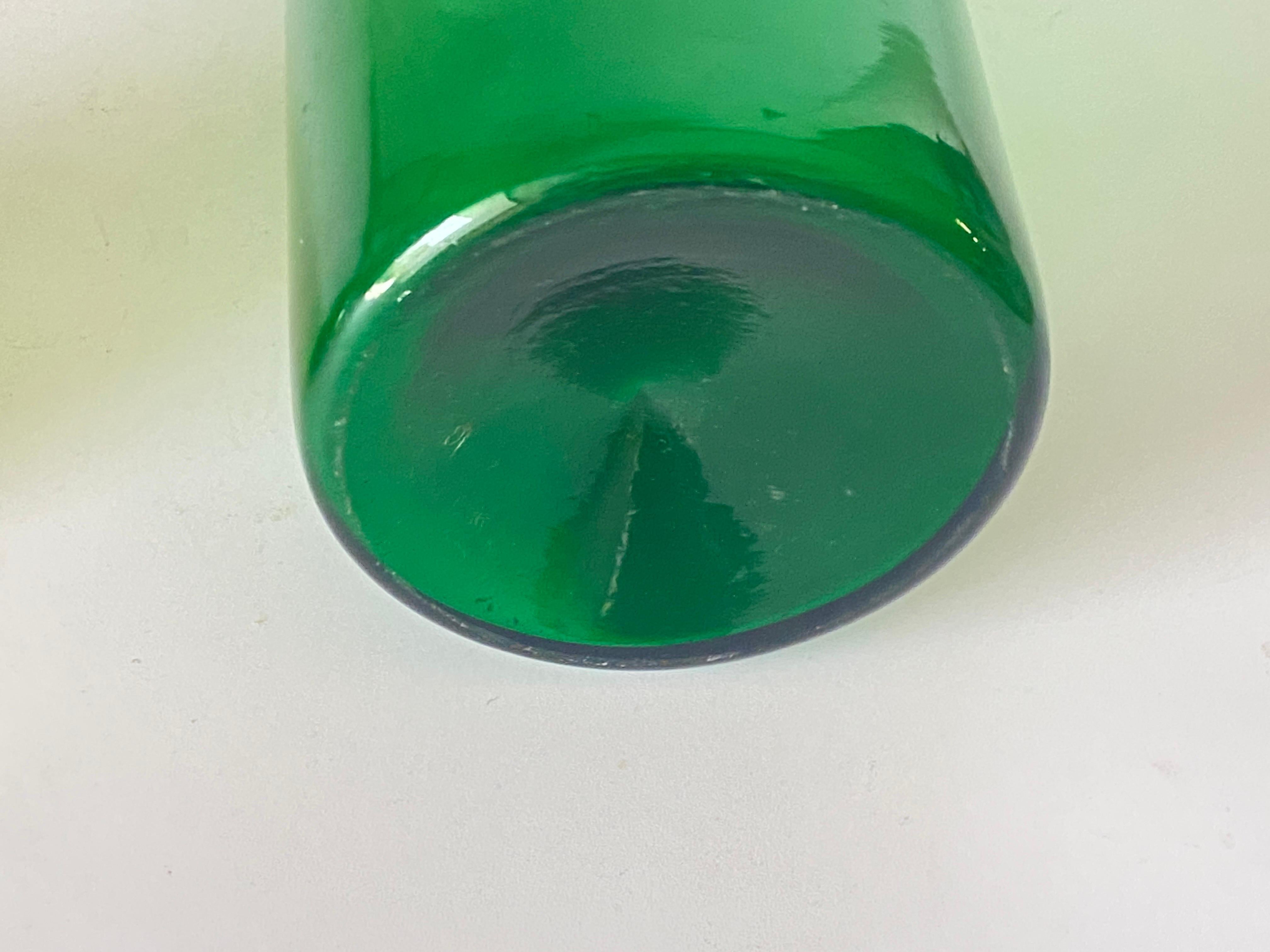 French Provincial French Cobalt Green Pharmacy Bottle, 1930s For Sale