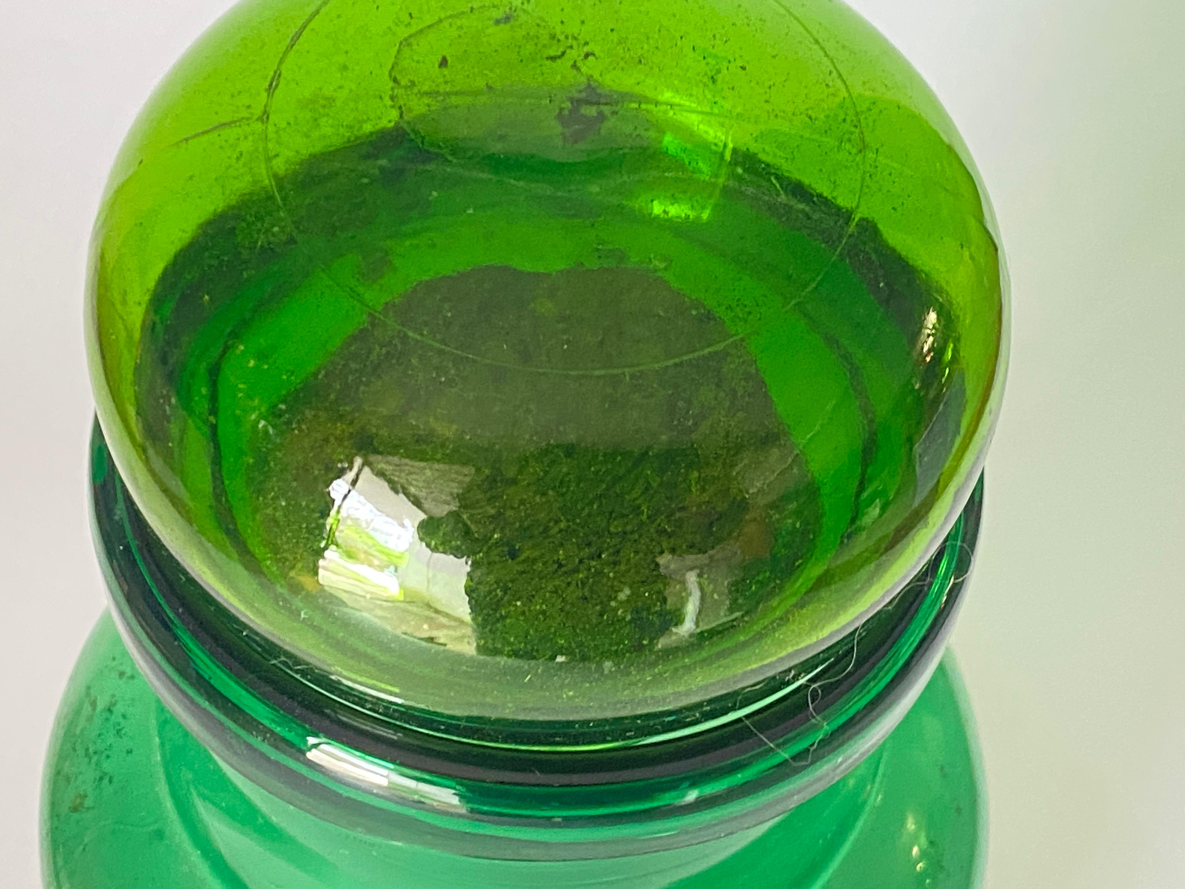 Glass French Cobalt Green Pharmacy Bottle, 1930s For Sale