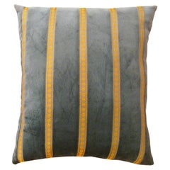 Decorative Vintage Green Velvet Pillow with Art Deco Design