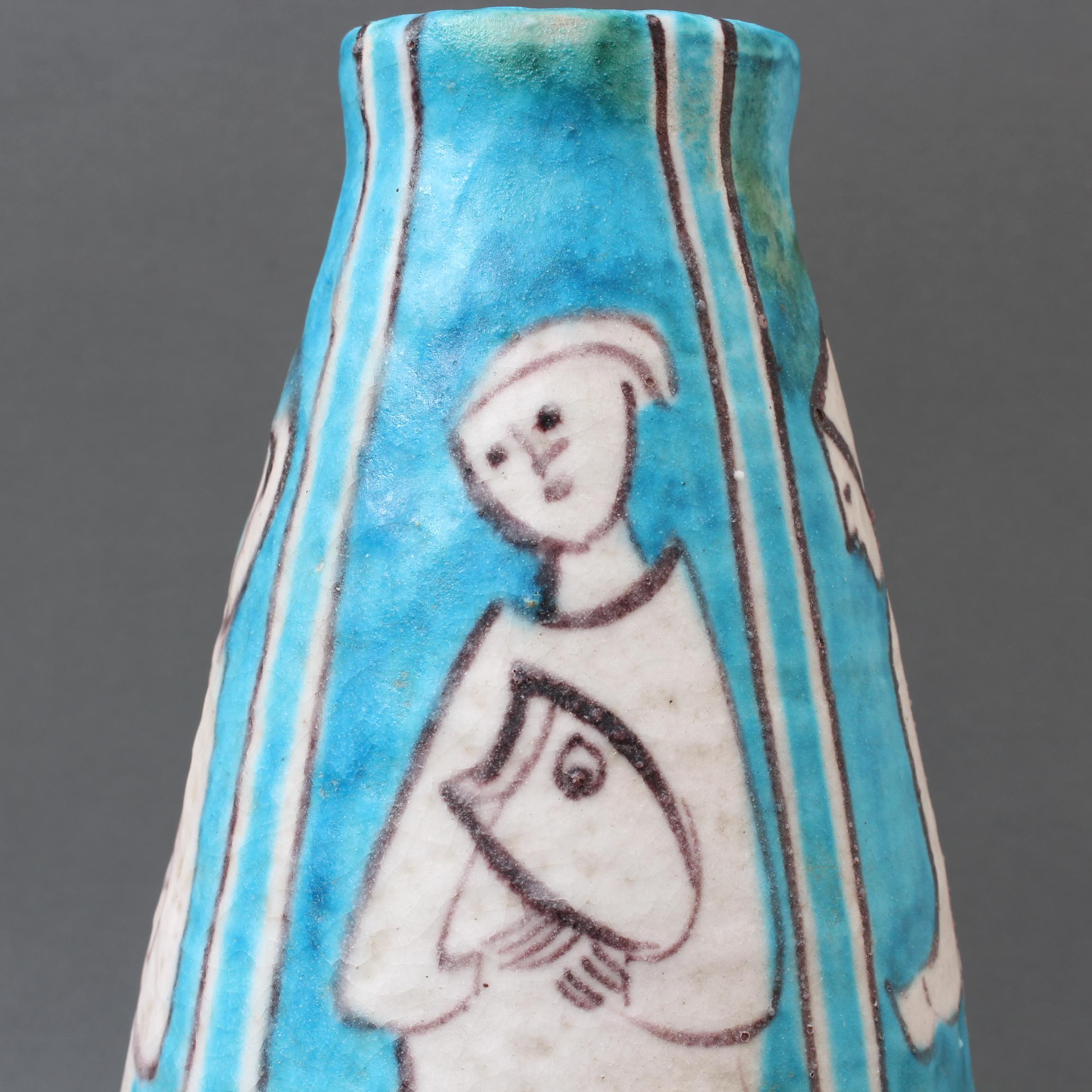 Vase décoratif en céramique italienne de C.A.S. Vietri 