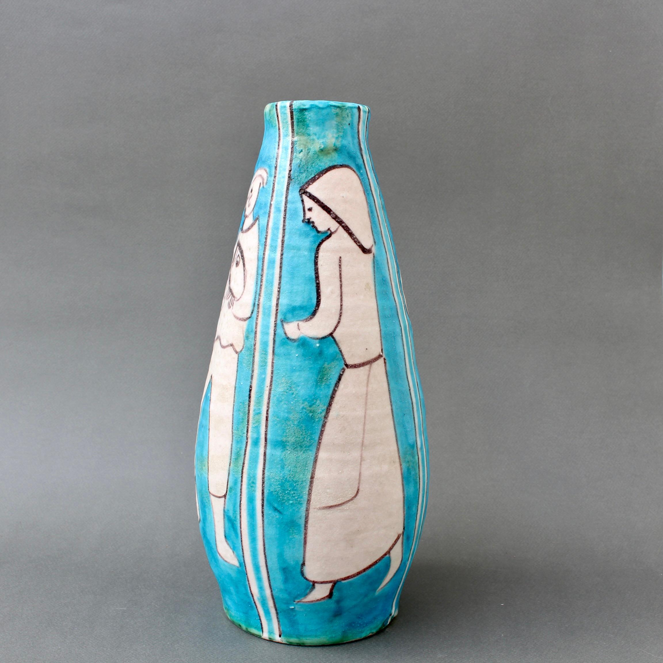 Milieu du XXe siècle Vase décoratif en céramique italienne de C.A.S. Vietri 