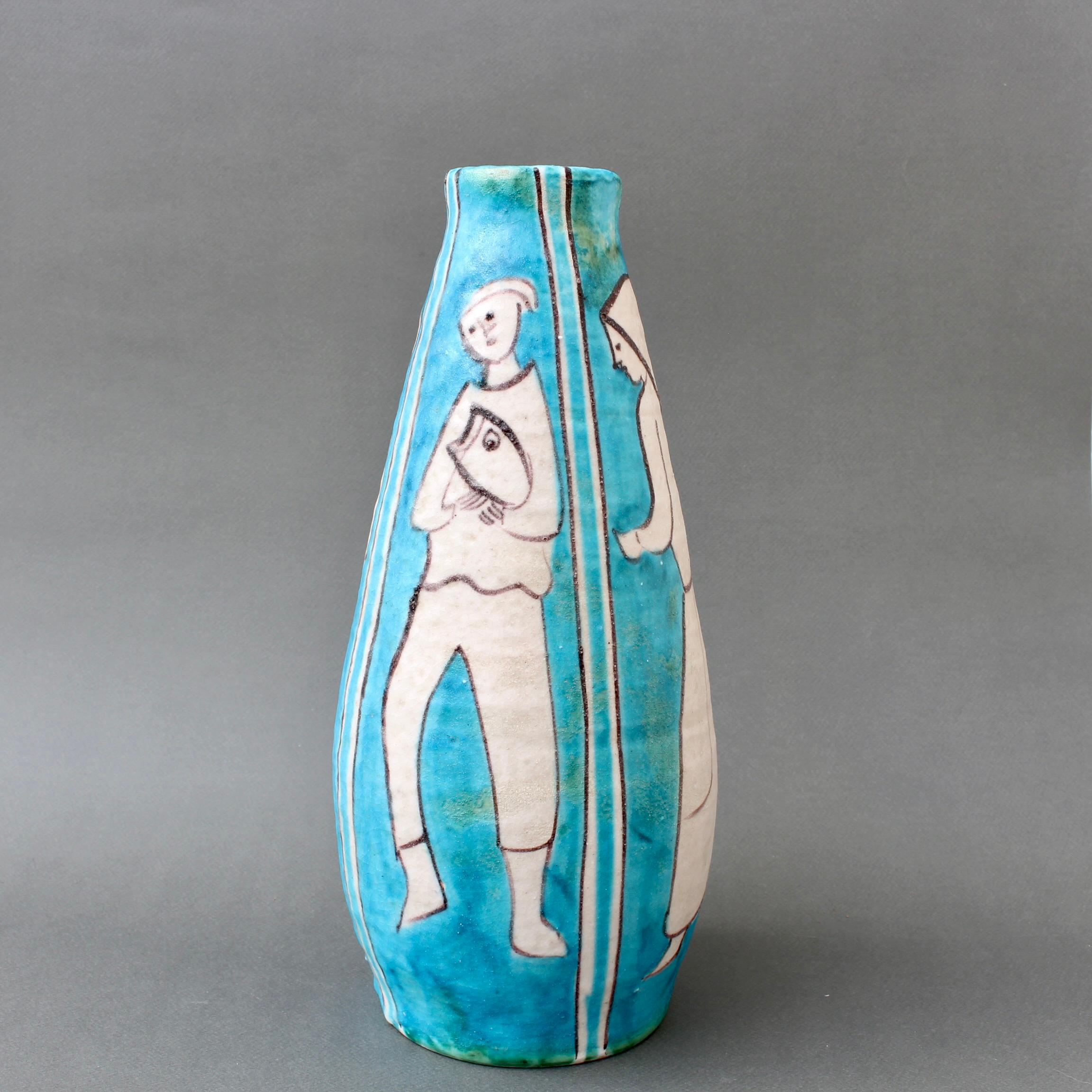 Mid-20th Century Decorative Vintage Italian Ceramic Vase by C.A.S. Vietri 'circa 1950s' For Sale