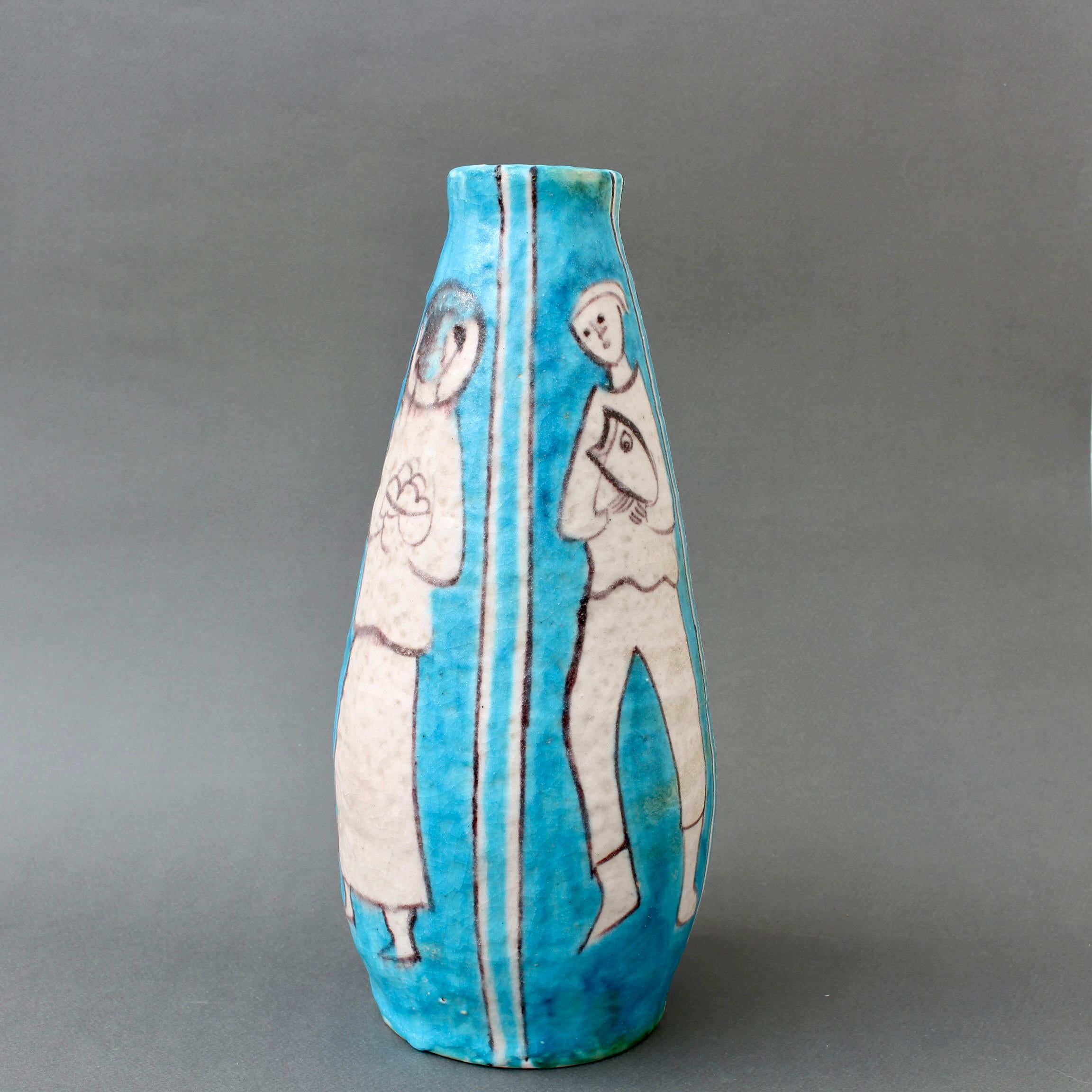 Decorative Vintage Italian Ceramic Vase by C.A.S. Vietri 'circa 1950s' For Sale 1