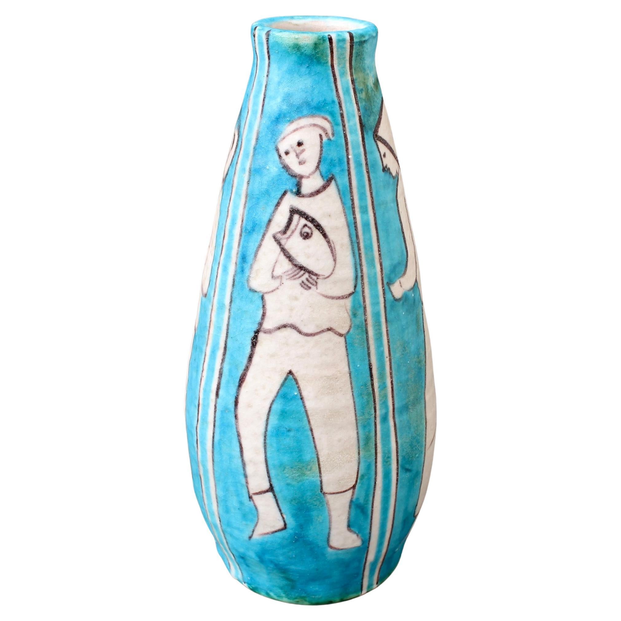 Decorative Vintage Italian Ceramic Vase by C.A.S. Vietri 'circa 1950s' For Sale