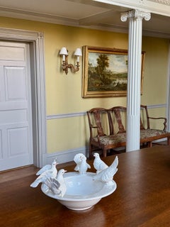 Decorative Vintage Italian White Ceramic Bird Bowl