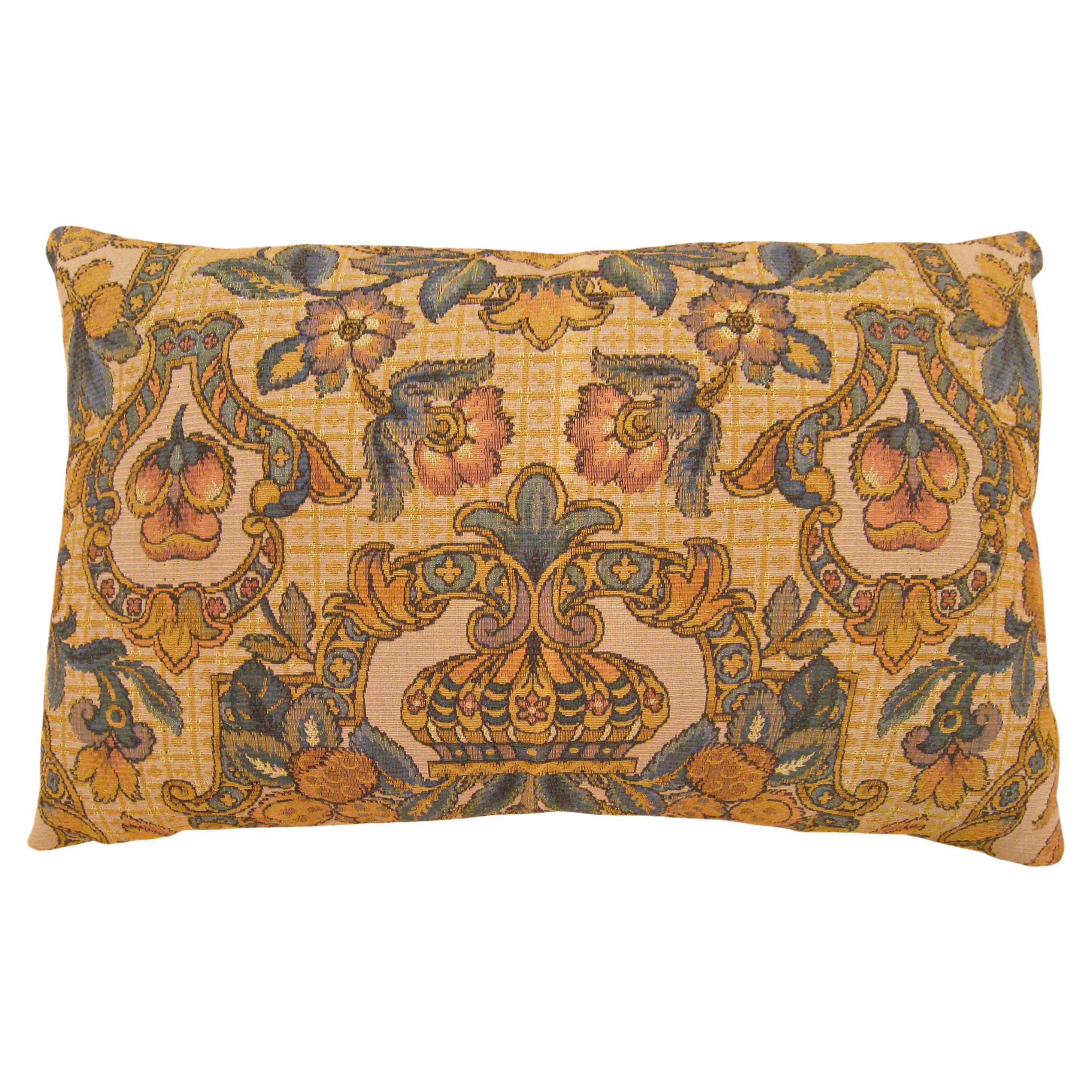 Decorative Vintage Jacquard Tapestry Pillow with Art Deco Motifs Allover  For Sale